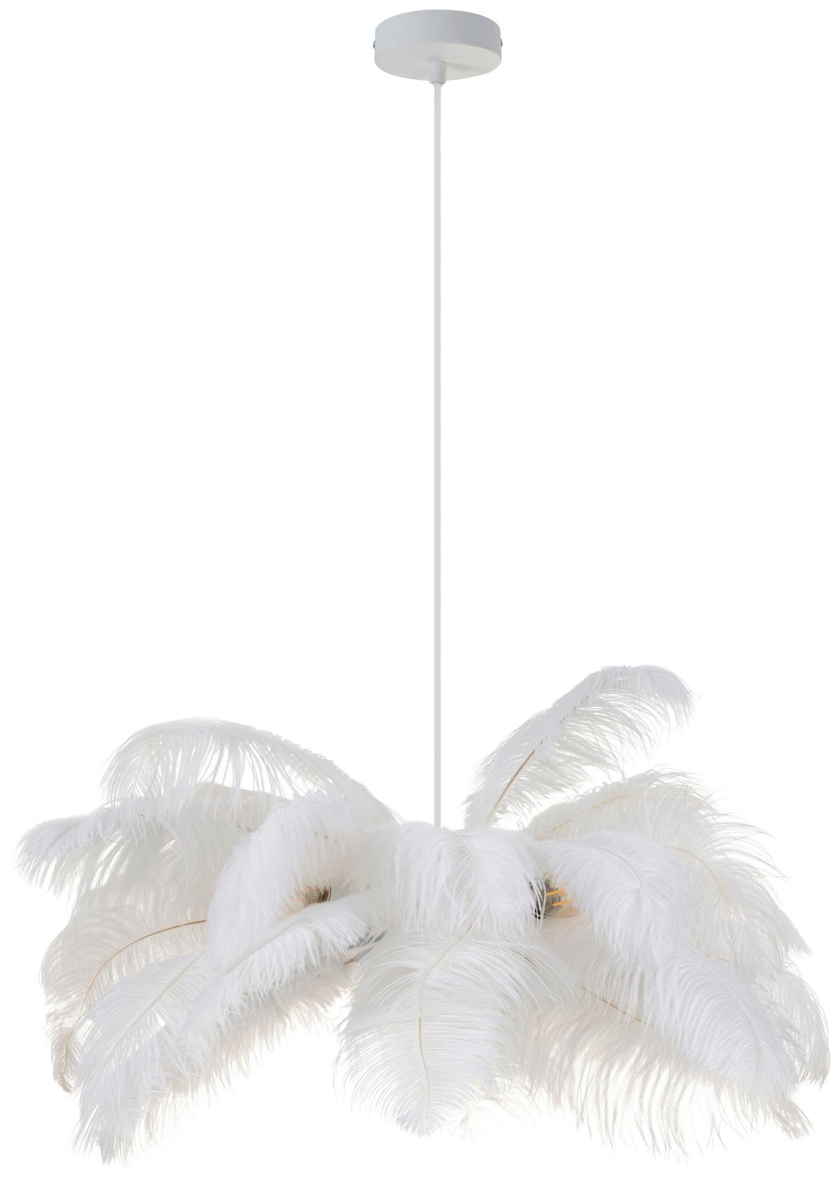 Hängeleuchte Fedi Weiß max. 3 Watt - Weiß, MODERN, Textil/Metall (55/120cm)