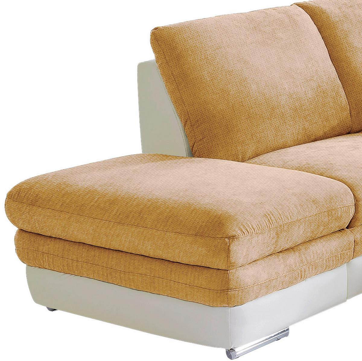 Wohnlandschaft in Creme/ Dunkelgelb ´NARDO´ - Chromfarben/Dunkelgelb, MODERN, Textil/Metall (221/264cm) - MID.YOU