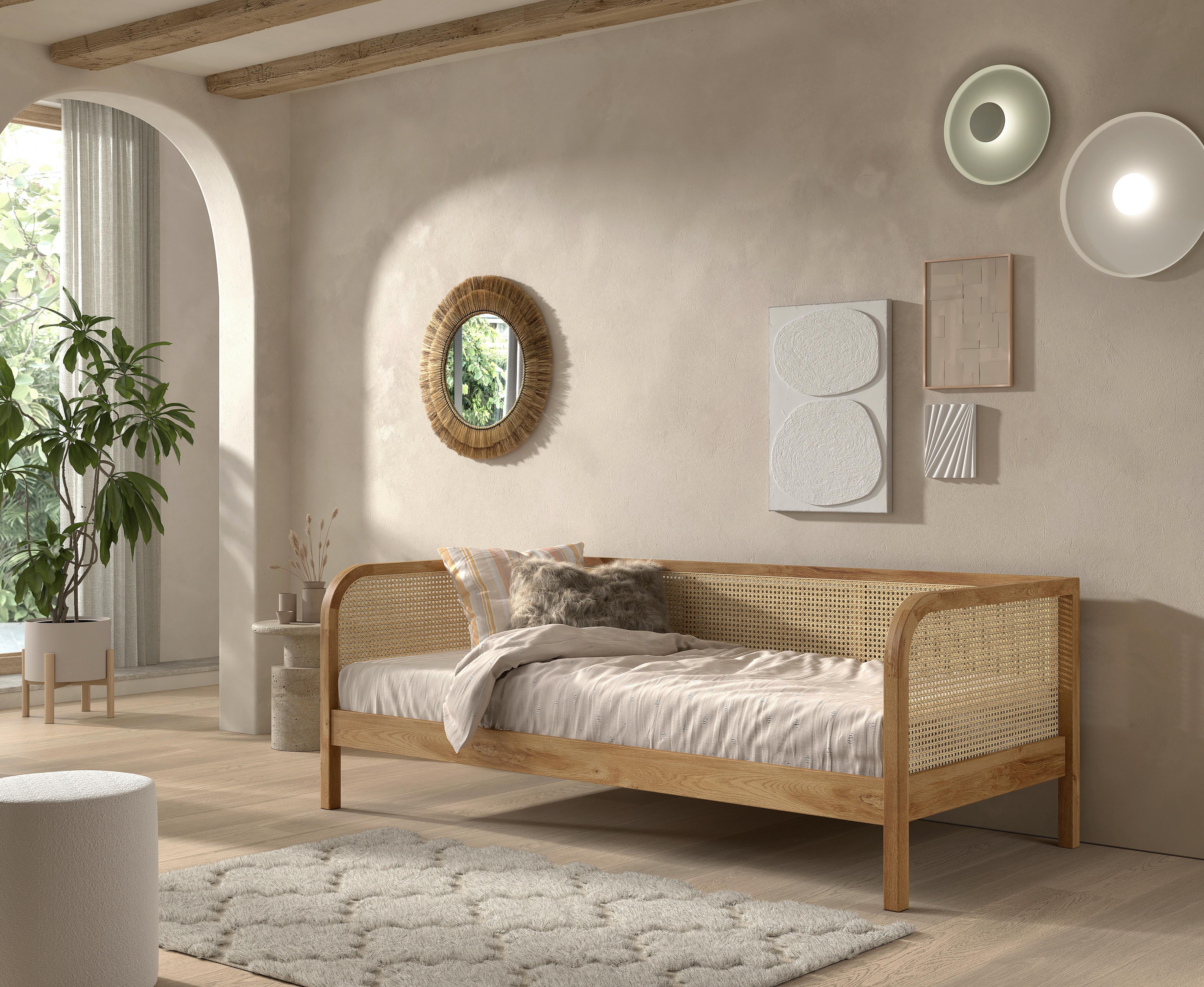 Bett Olive ca. 90x200 cm Eichefarben - Eichefarben/Nickelfarben, MODERN, Holz/Holzwerkstoff (90/200cm) - MID.YOU