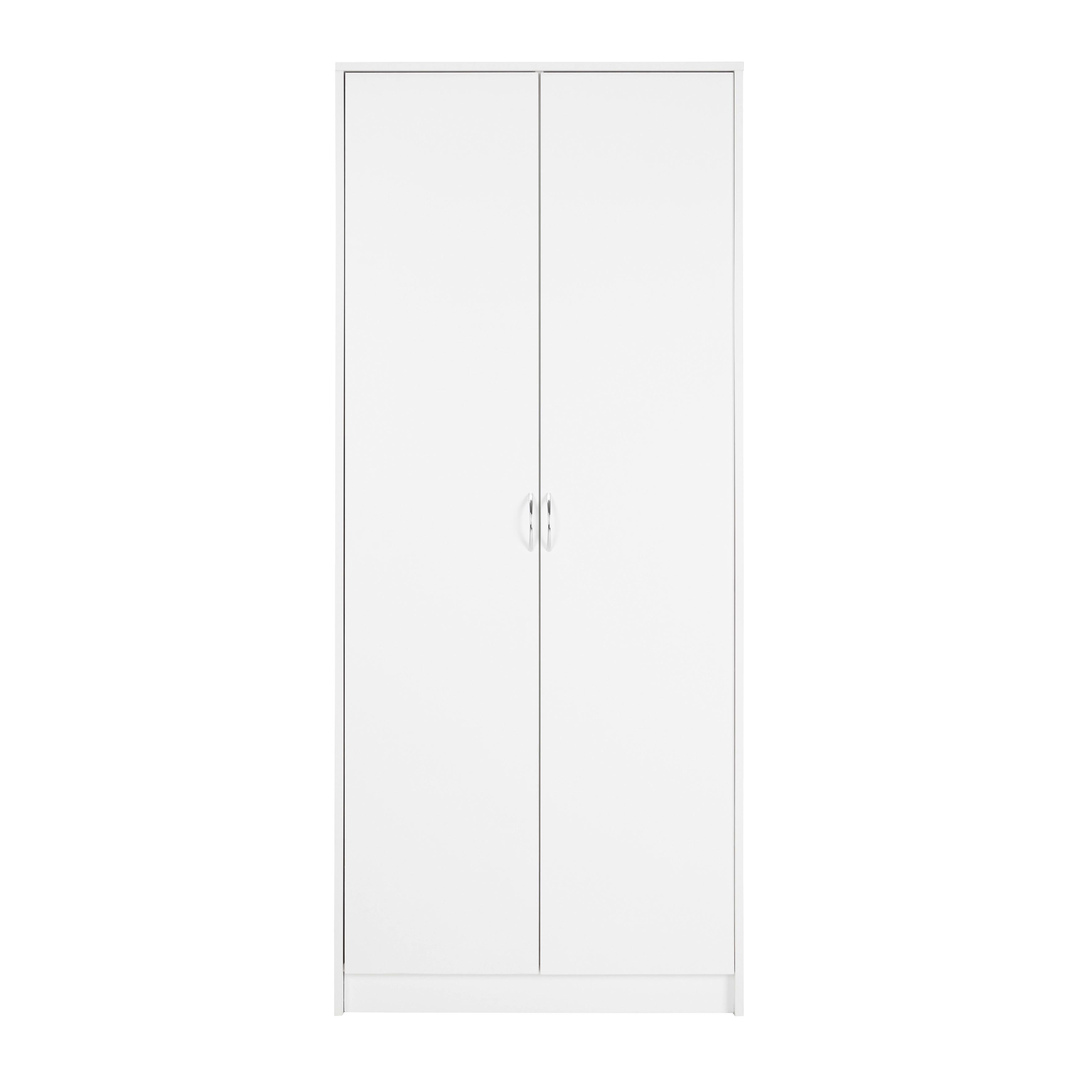 Kleiderschrank "Nika", weiß - Silberfarben/Weiß, MODERN, Holzwerkstoff/Kunststoff (75/175cm) - Bessagi Home