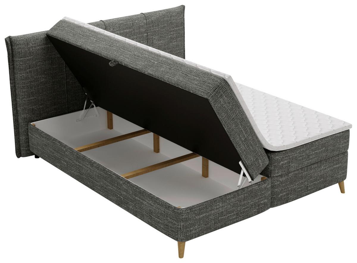 Boxbett Veloria Anthrazit ca. 160x200cm - Anthrazit/Schwarz, KONVENTIONELL, Textil/Metall (160/200cm) - Based