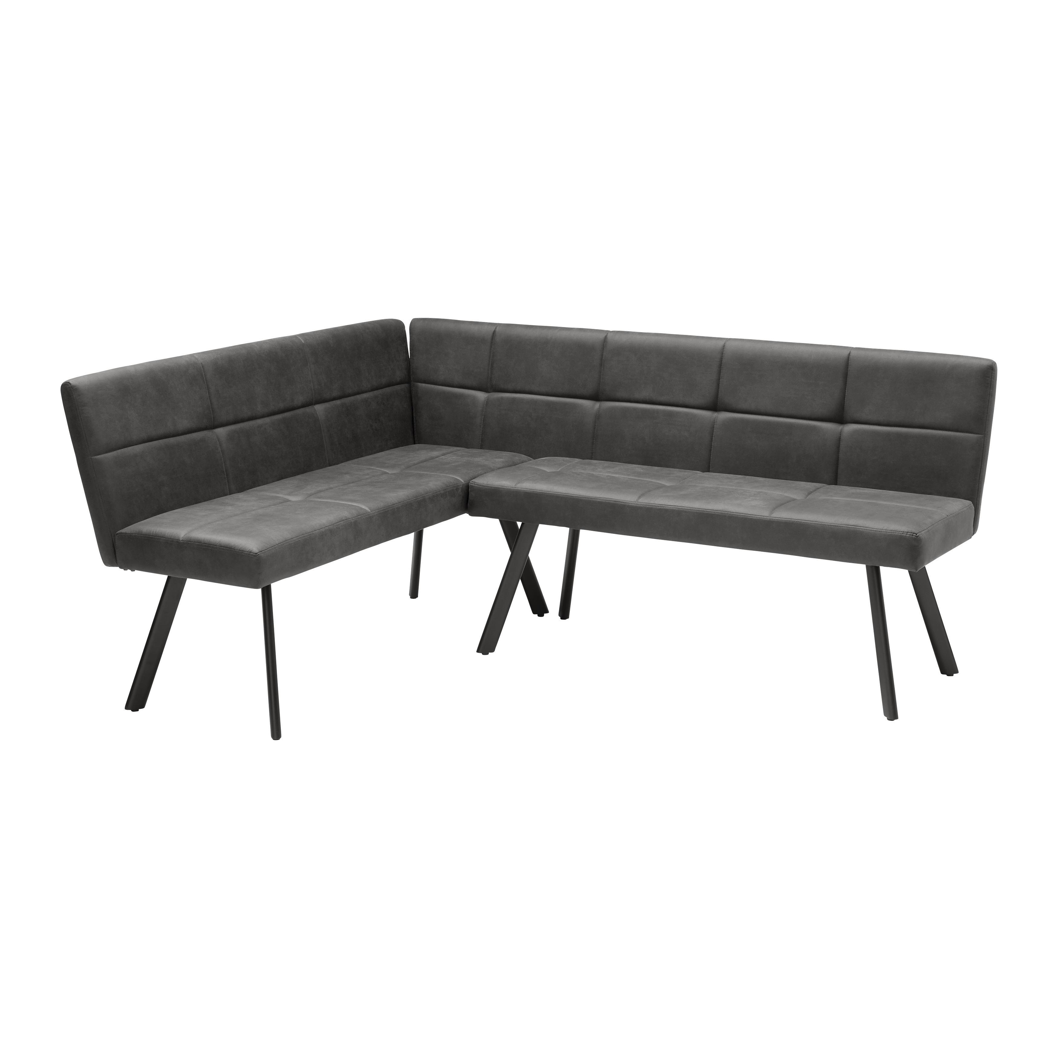 Eckbank Cooper Grau - Schwarz/Grau, MODERN, Textil/Metall (150/85/190cm) - Mömax