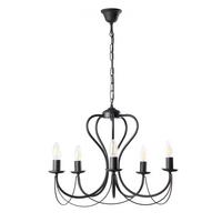 Kronleuchter Candela nero Schwarz max. 6 Watt - Schwarz, Basics, Metall (55/105cm)