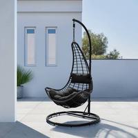 Hängesessel Caitlin Schwarz Metall/Kunststoff/Outdoorstoff - Schwarz, MODERN, Kunststoff/Textil (110/198/105cm) - Bessagi Garden