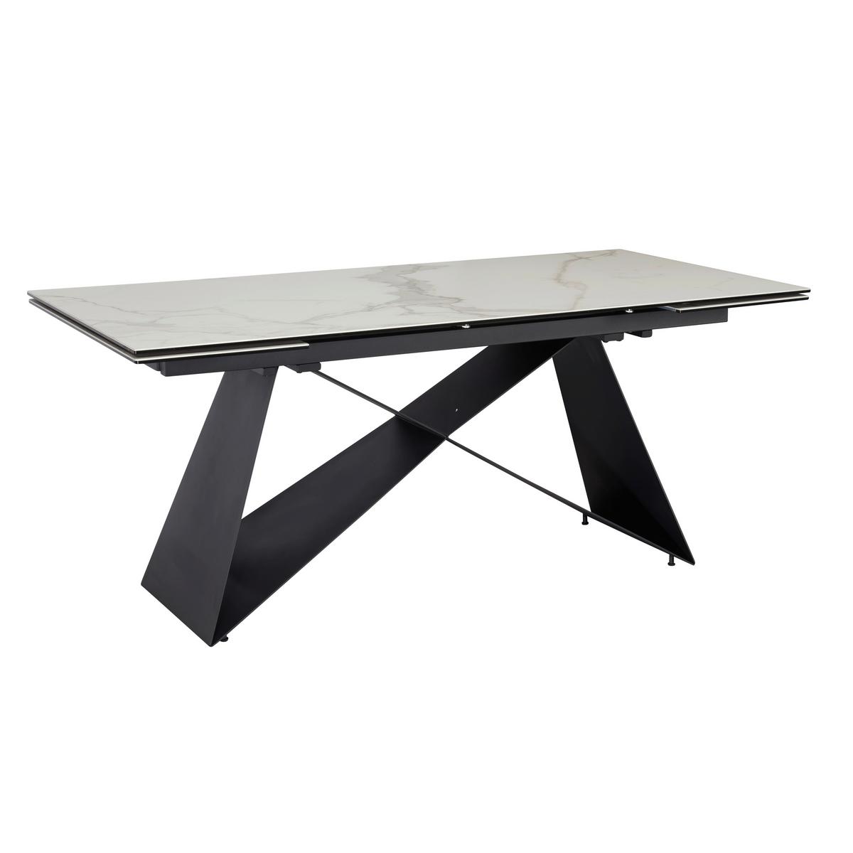 Raztegljiva Jedilna Miza Marble, Keramika, 180-260x95cm - črna/bela, Design, kovina/keramika (180/95/78cm) - MID.YOU