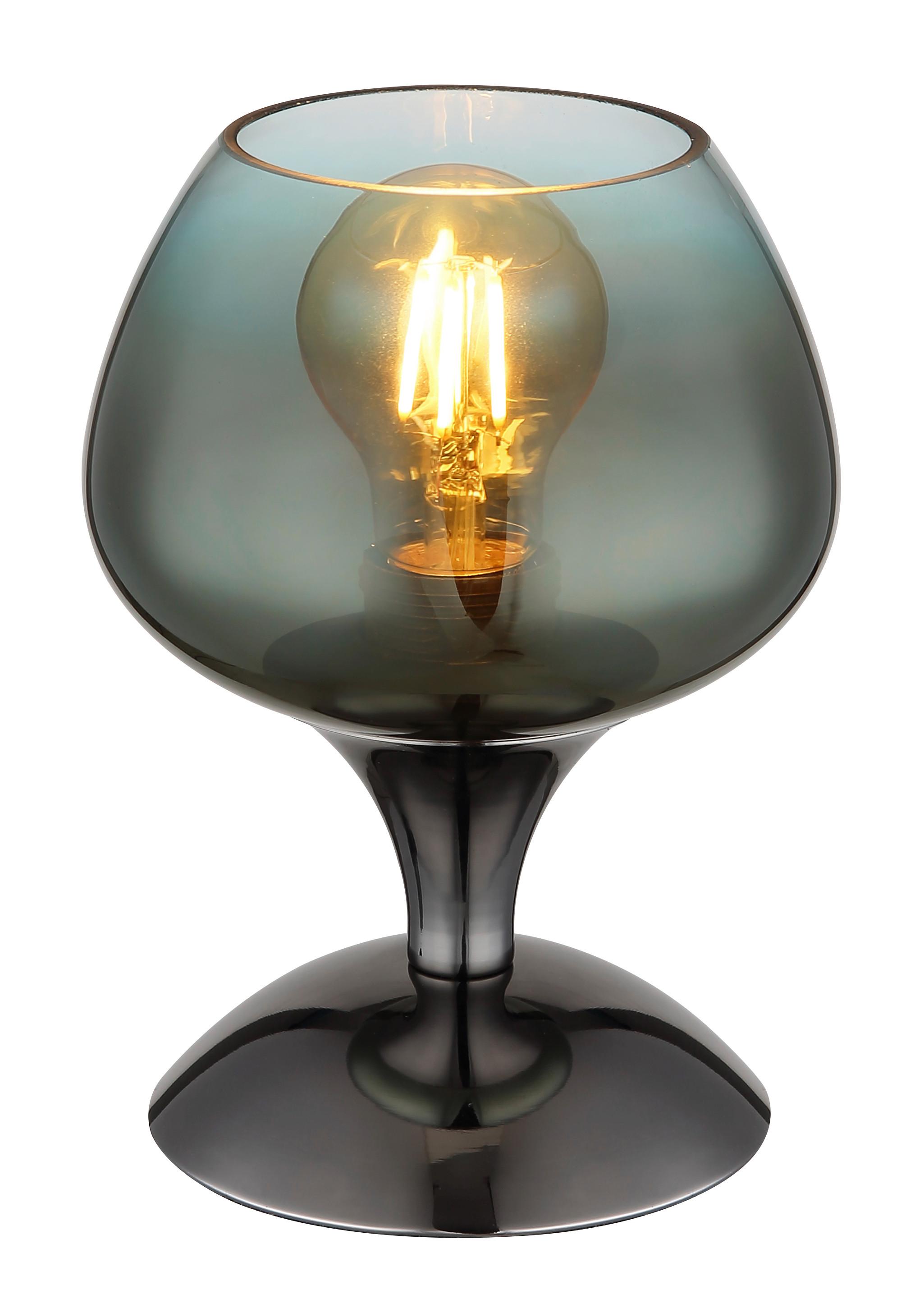 TISCHLEUCHTE 15548T4 - Klar/Schwarzchrom, Trend, Glas/Metall (15/20.5cm) - Globo