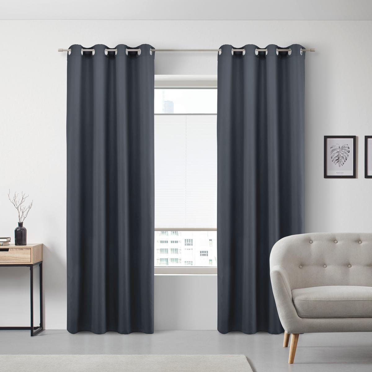 Készfüggöny Abby 140/235 - fekete, Konventionell, textil (140/235cm) - Modern Living