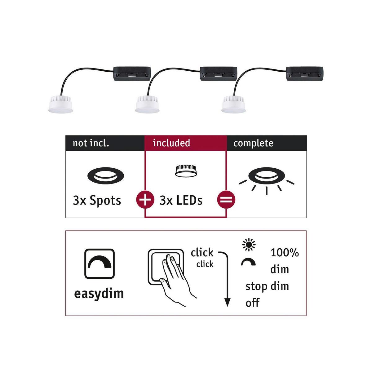 Deckenleuchte Choose Coin Set max. 6,5 Watt, 3er Set - Basics (5,1cm) - Paulmann