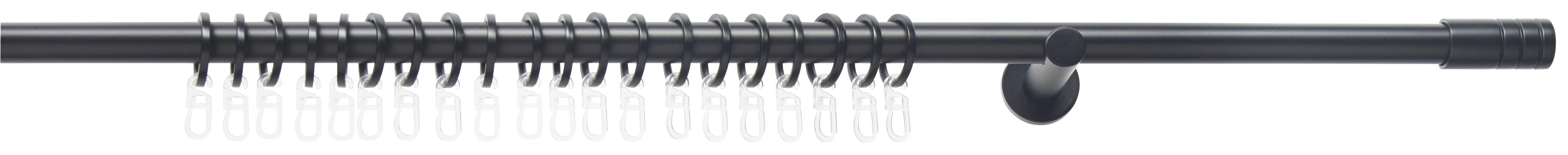 Vorhangstangenset Rillcube Schwarz - Schwarz, Metall (120-210cm) - Premium Living
