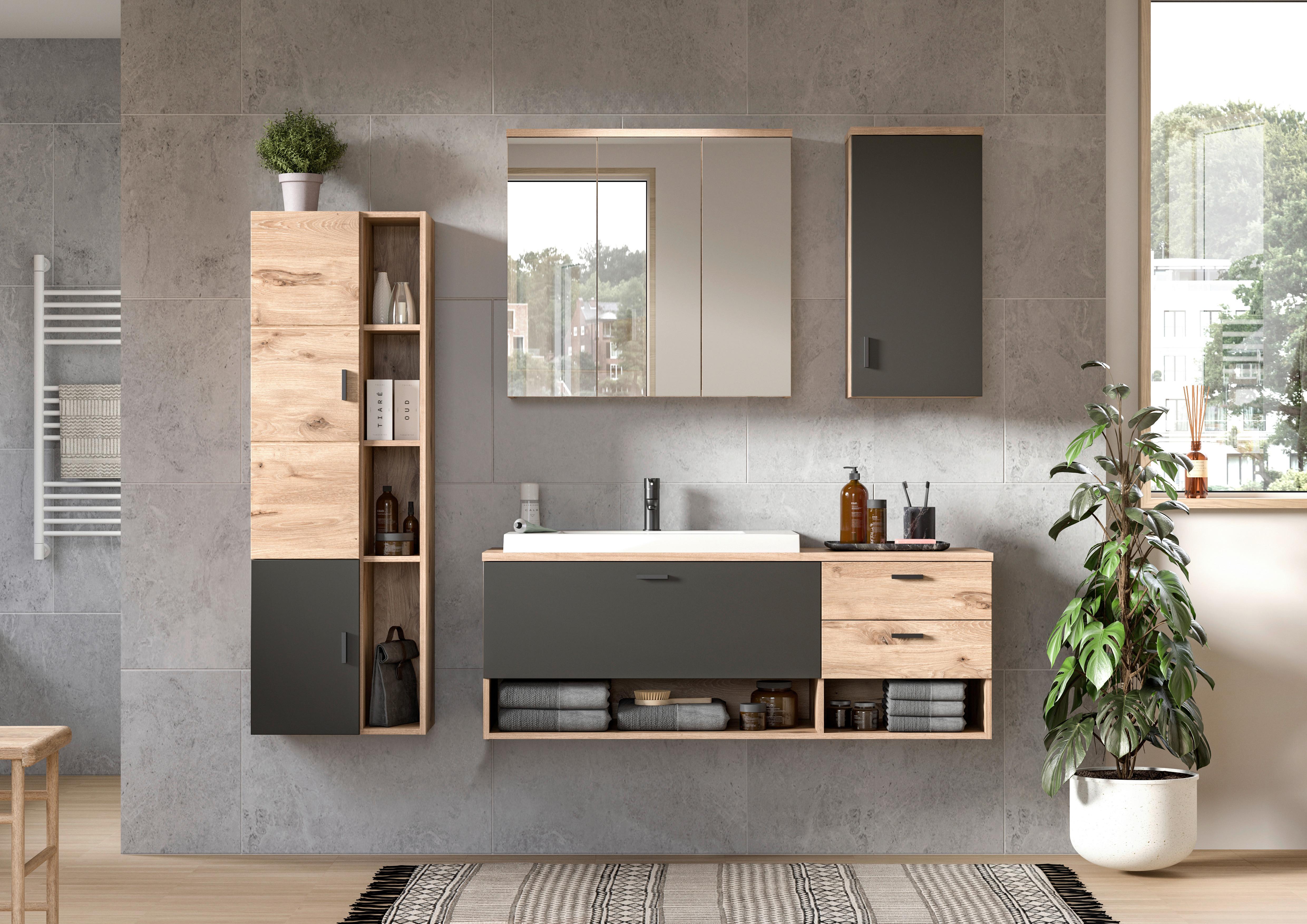 Spiegelschrank Grado ca. 75x80 cm Eiche - MODERN, Glas/Holzwerkstoff (75/80/20cm) - MID.YOU