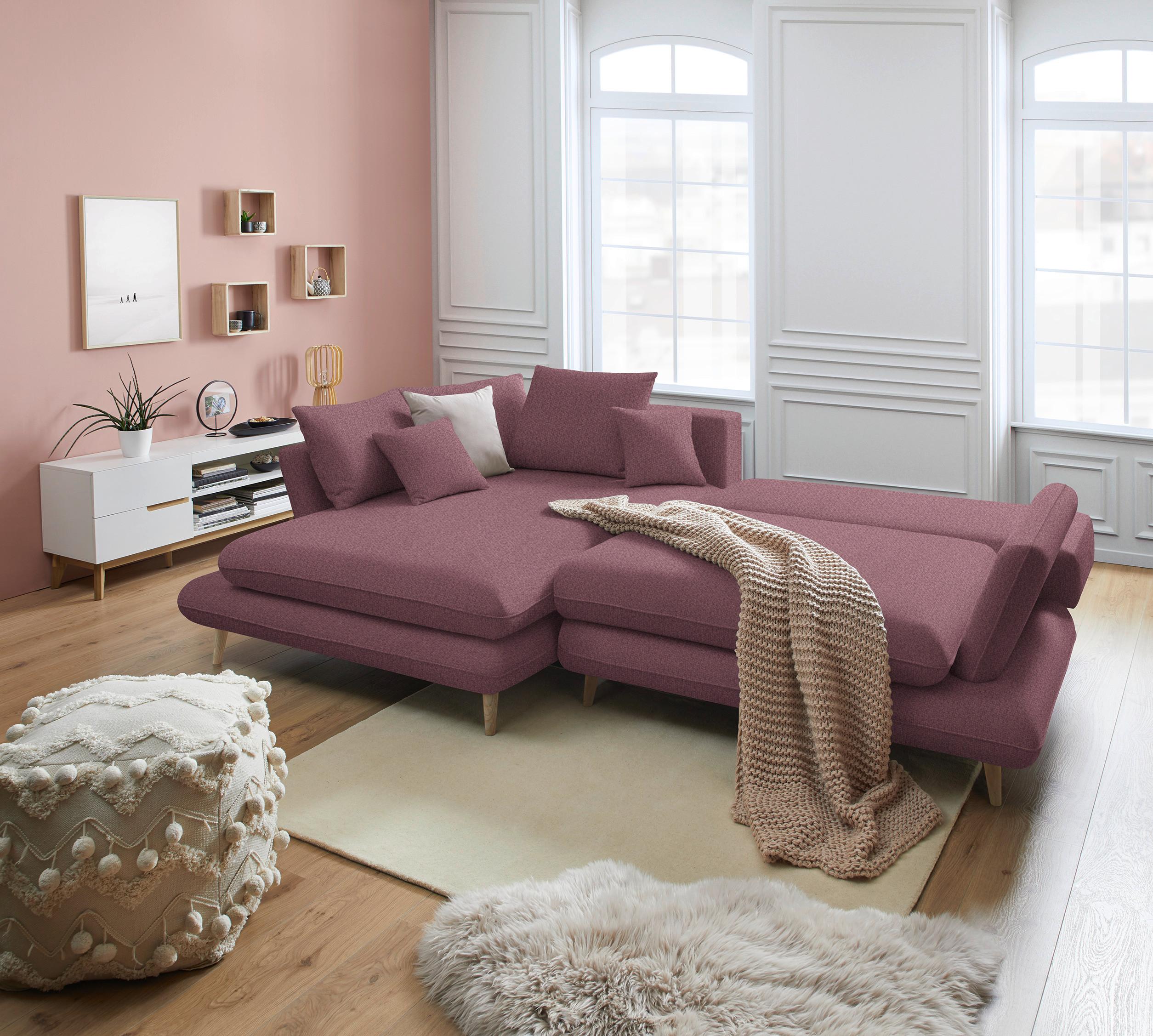 Kutna Garnitura Monte - šljiva/prirodne boje, Romantično / ladanjski, tekstil/drvo (181/283cm) - Premium Living