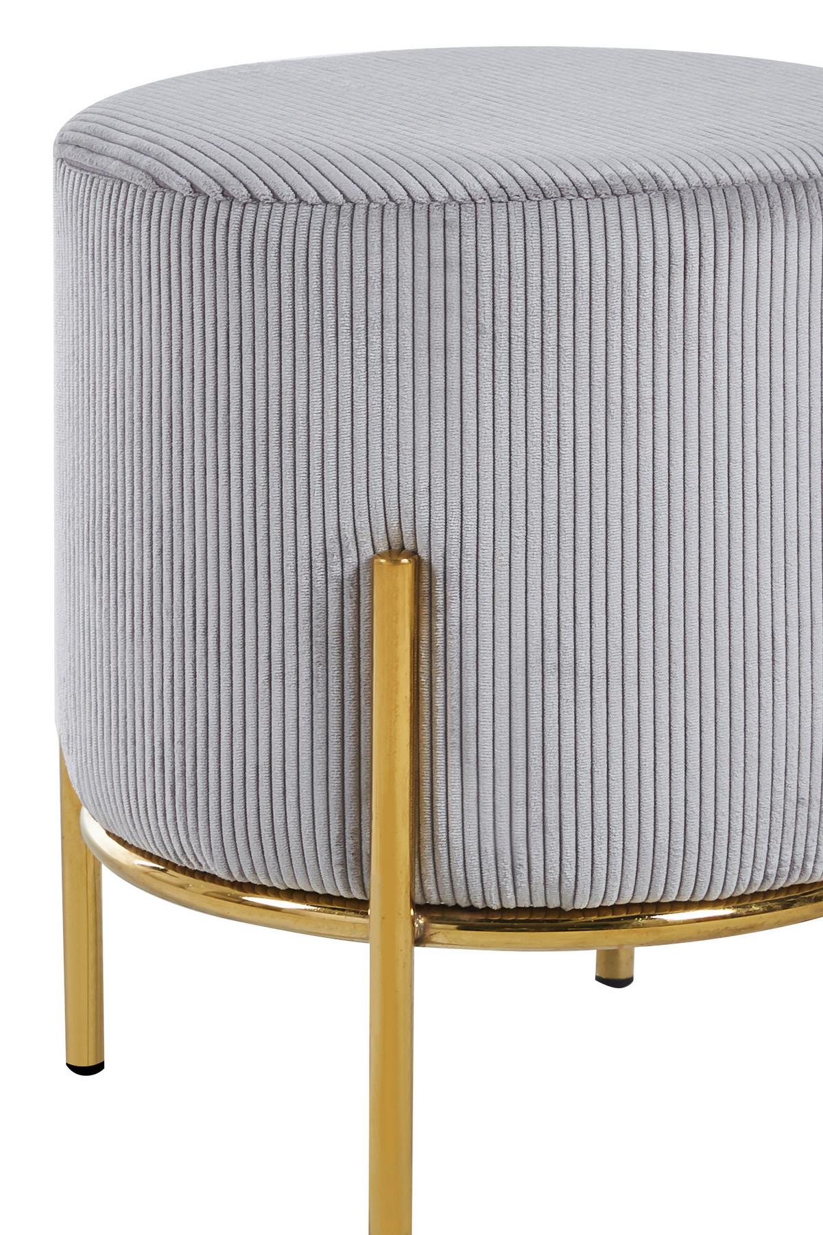 Tabure Cord, Svetlo Siva - zlate barve/svetlo siva, Moderno, kovina/tekstil (35/38cm) - Livetastic