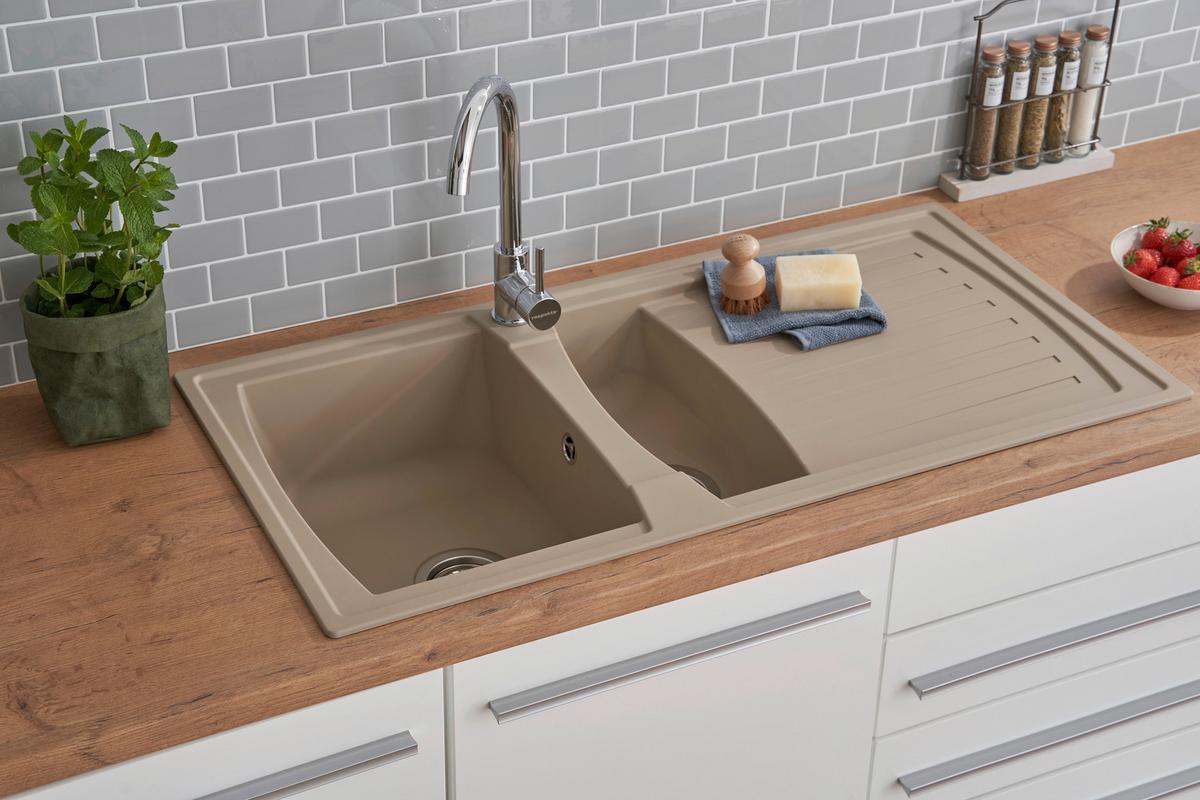Einbauspüle Boston ca. 100x20x50 cm Beige - Beige, Trend, Glas/Kunststoff (100/20/50cm) - Respekta