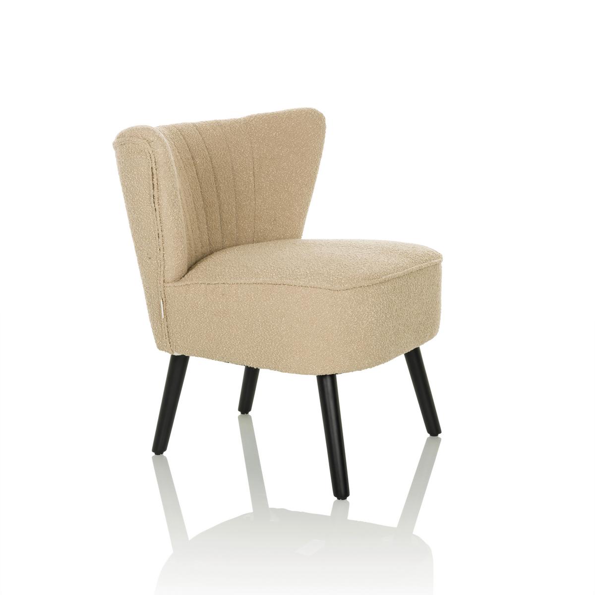 Naslanjač Maniso, Bež - črna/bež, Moderno, tekstil/les (72/77/65cm) - MID.YOU