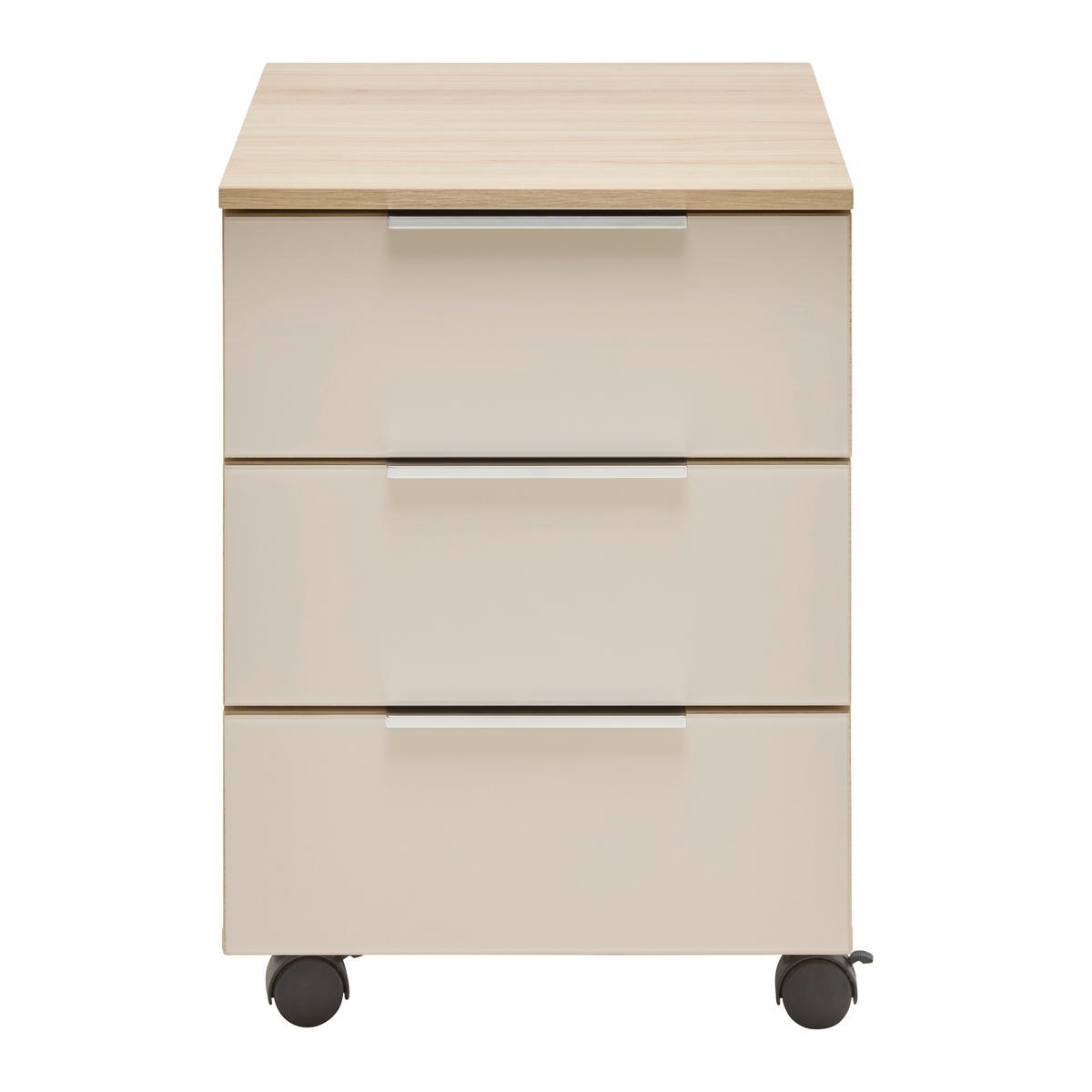 Rollcontainer Siena Eichefarben - Chromfarben/Eichefarben, MODERN, Holzwerkstoff/Metall (40/61/55cm) - Mömax