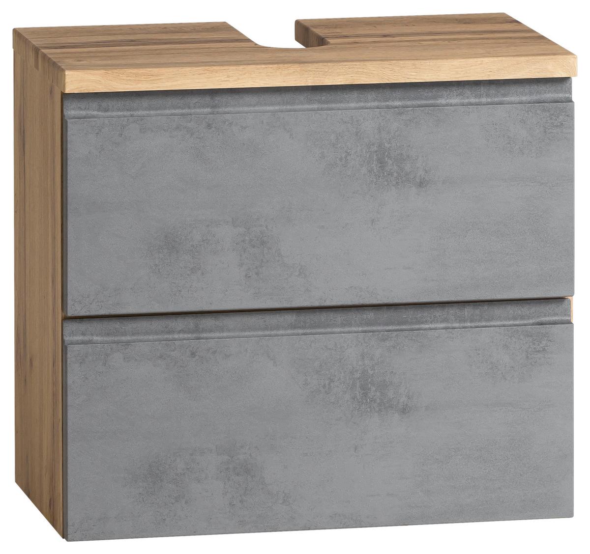 Waschbeckenunterschrank Varese ca. 60x56 cm Wotan Eiche - Eiche Wotan/Hellgrau, MODERN, Holzwerkstoff (60/56/35cm) - Held