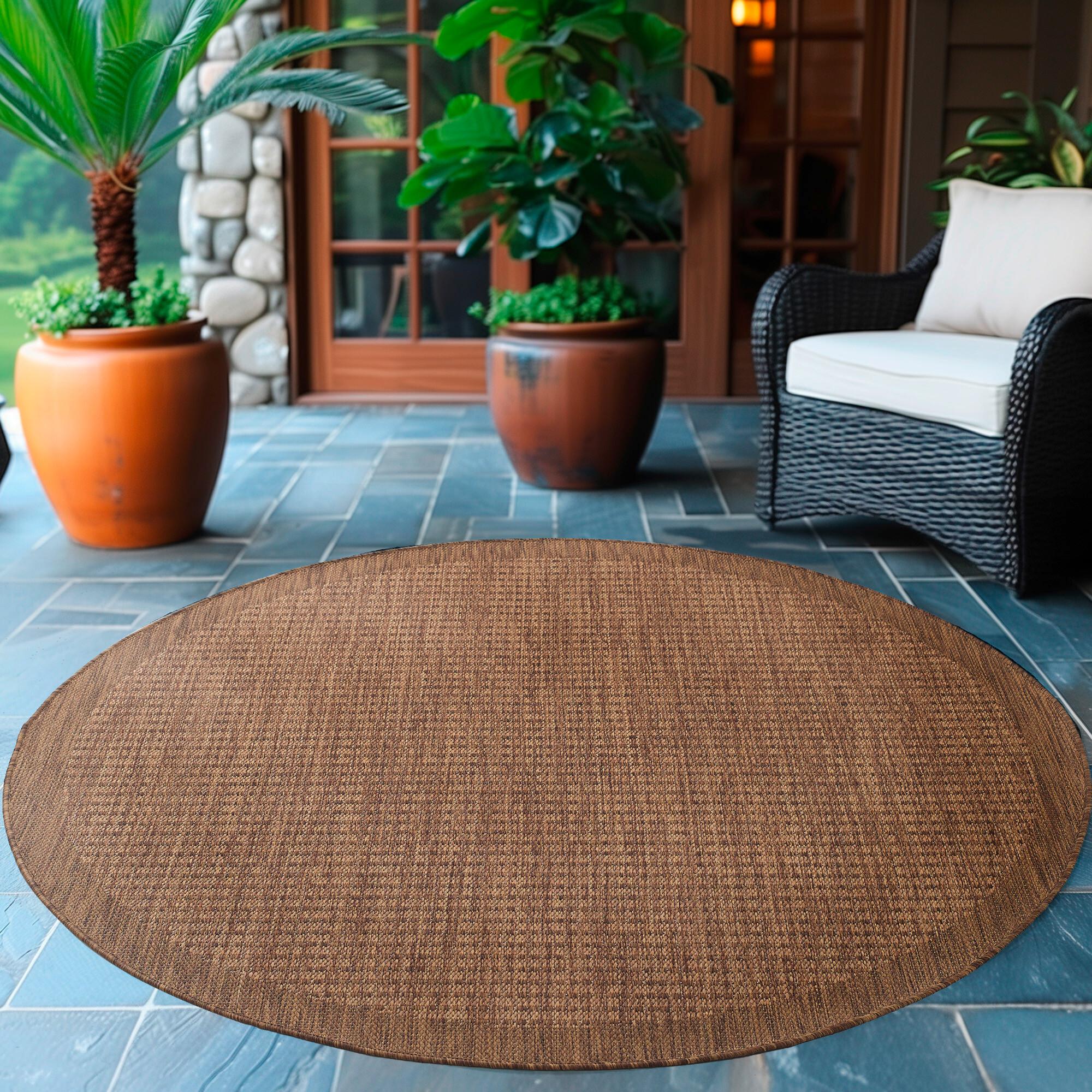 Outdoorteppich Giza Braun Ø ca. 120cm - Braun, Basics, Textil (120cm) - Novel