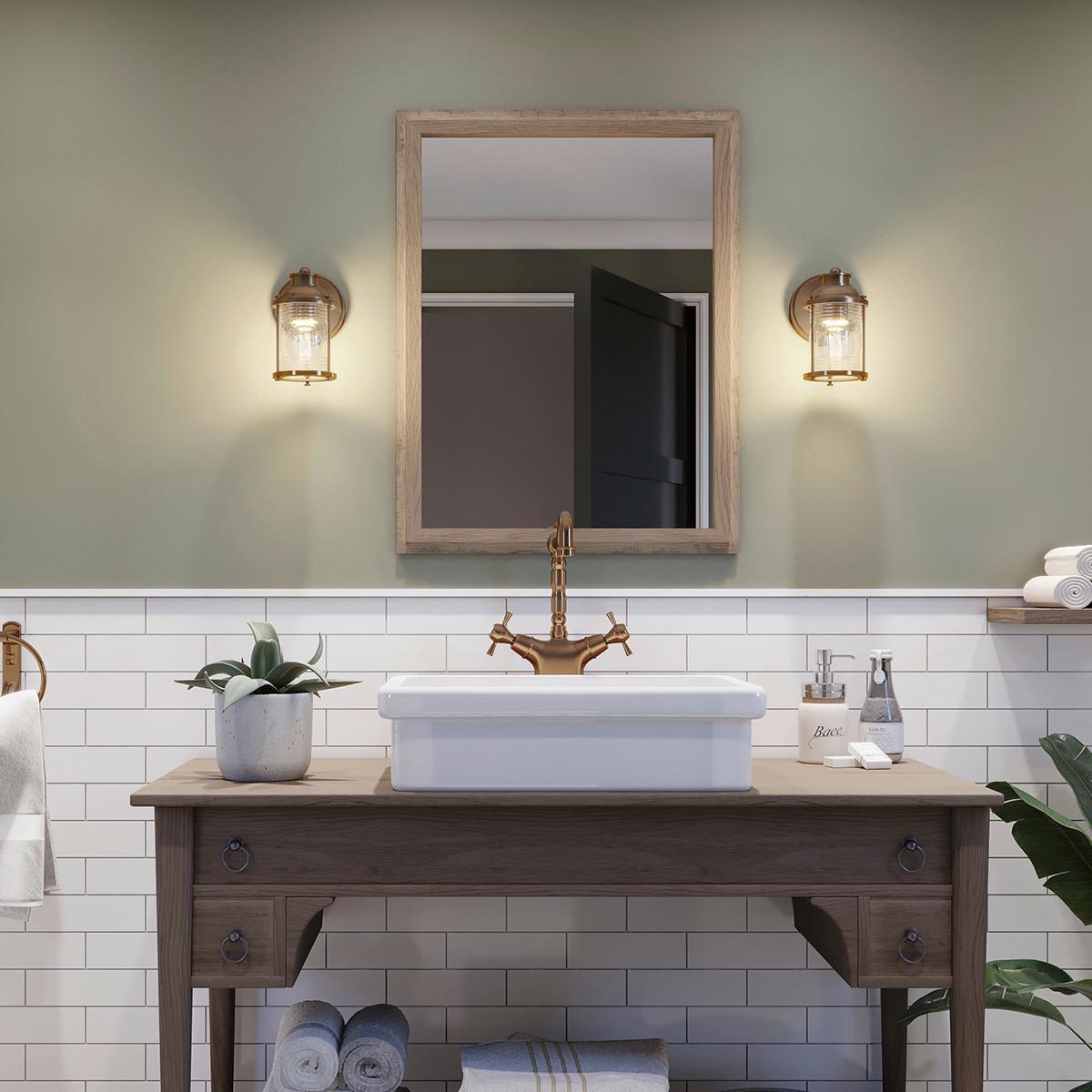 Fürdőszobai Falilámpa Qn-Ashlandbay1-Nbr-Bath - sárgarézszínű, Konventionell, üveg/fém (20,6/12,7/16,9cm) - Elstead Lighting
