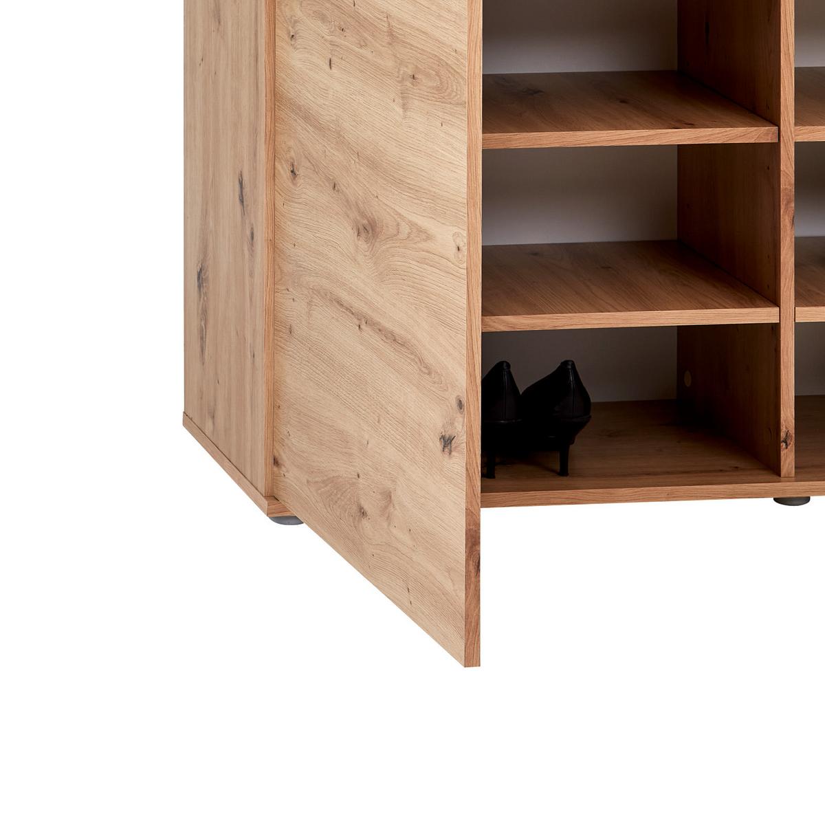 Ormarić Za Cipele Boot 2 - boje hrasta/crna, Moderno, drvni materijal/plastika (120/125/37cm) - Modern Living