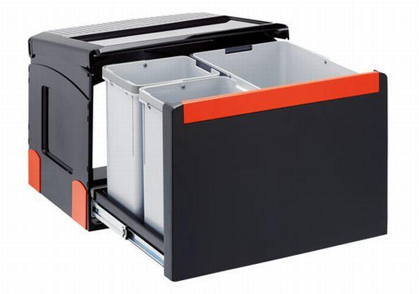 Einbauabfallsammler 11045 ca. 30l - Schwarz/Orange, Kunststoff (47/34,5/33cm) - Franke