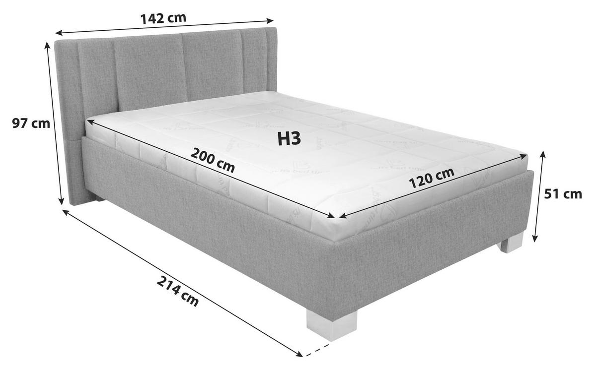 Tapecirani Krevet Stilo - bijela/boje kroma, drvo/tekstil (120/200cm)