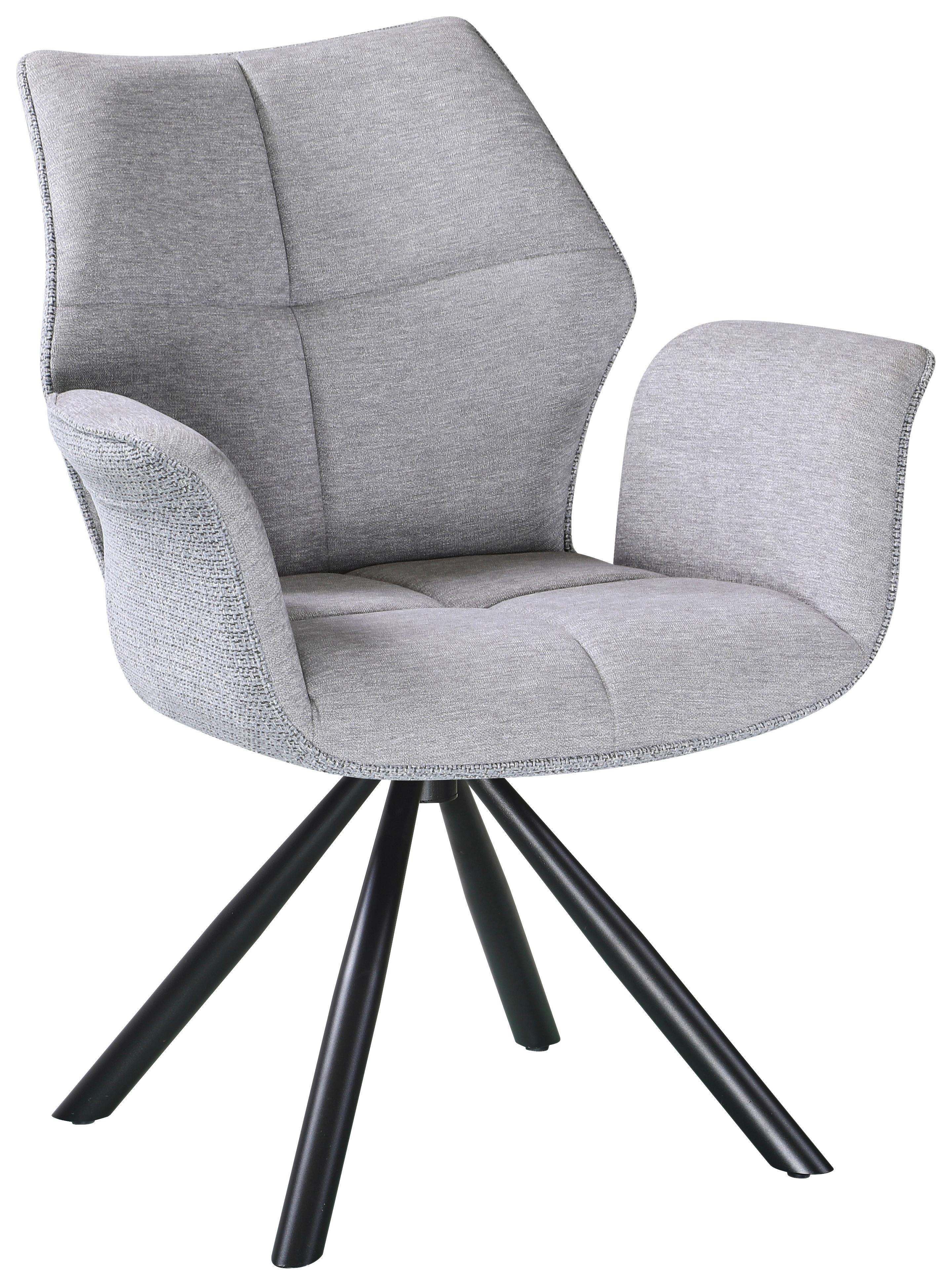 Armlehnstuhl Antonia Grau - Schwarz/Grau, MODERN, Textil/Metall (45/88/62cm) - Mömax