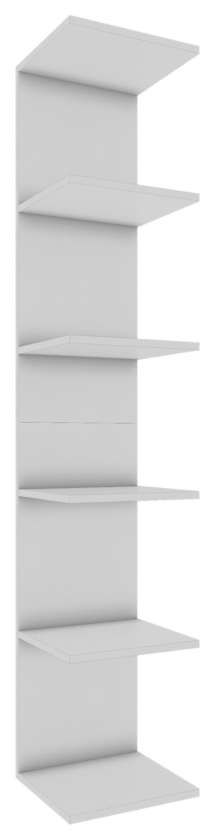 Stenski Regal Lazas, Bela - bela, Moderno, leseni material (35/180/30cm) - MID.YOU