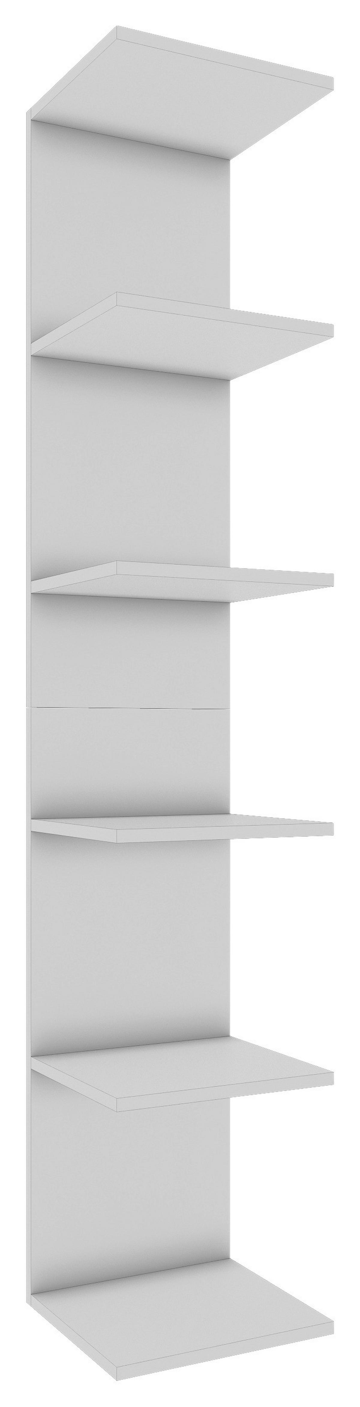 Stenski Regal Lazas, Bela - bela, Moderno, leseni material (35/180/30cm) - MID.YOU