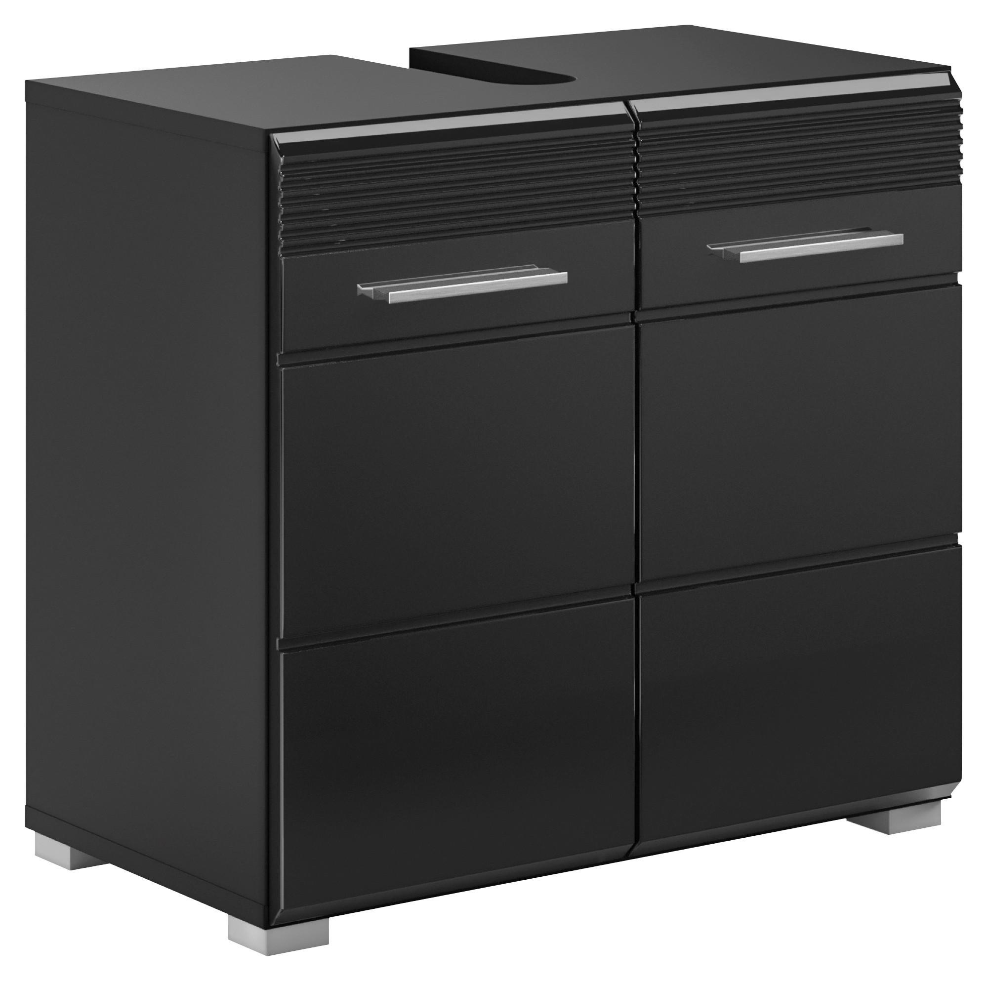 Waschbeckenunterschrank Linus ca. 60x56 cm Schwarz - Schwarz Hochglanz/Schwarz, MODERN, Holzwerkstoff/Kunststoff (60/56/34cm) - MID.YOU
