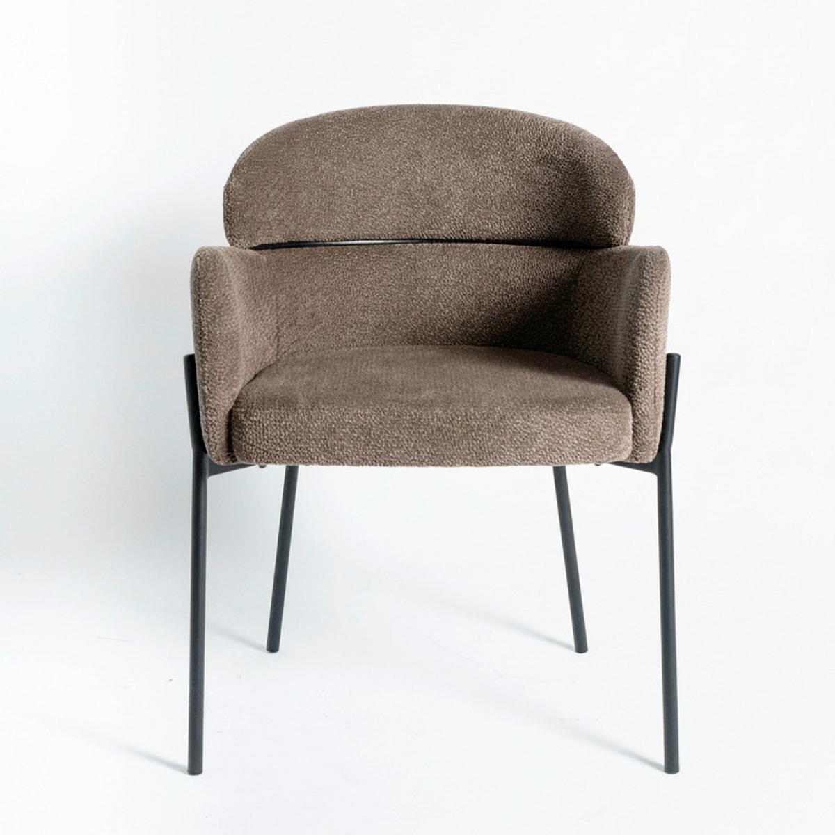 Armlehnstuhl Chloe Braun Webstoff Gepolstert - Schwarz/Braun, MODERN, Textil/Metall (62/79/59,5cm) - Bessagi Home