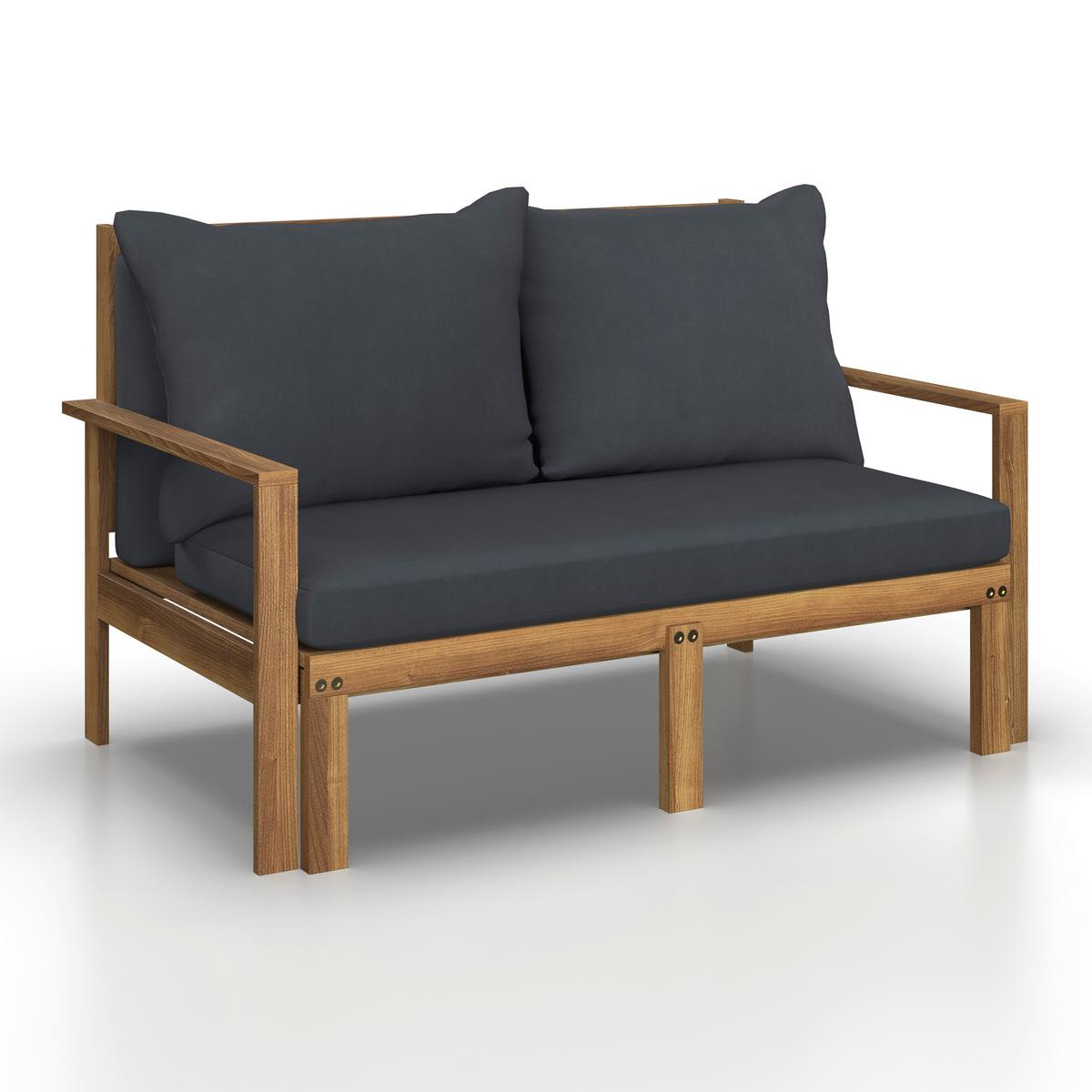 Sonneninsel Pia Dunkelgrau Akazie/Outdoorstoff - Dunkelgrau, MODERN, Holz/Textil (130/75/80-130cm) - Bessagi Garden