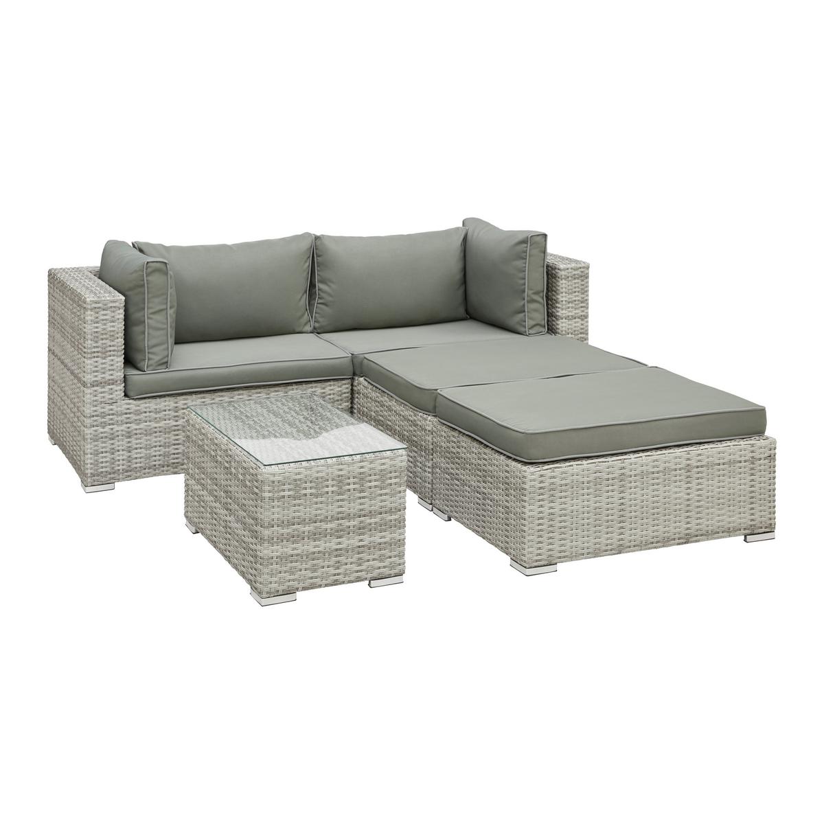 Loungegarnitur Parga in Grau - Grau, Modern, Glas/Kunststoff - Mömax