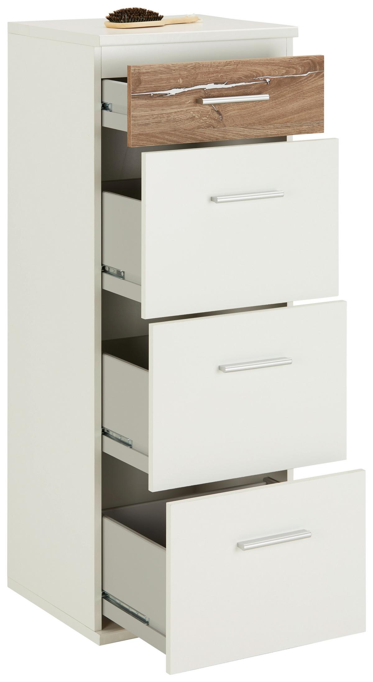 Komoda Young, Bela, Barva Hrasta - barve hrasta/bela, Konvencionalno, umetna masa/leseni material (46/121/40cm) - Mömax