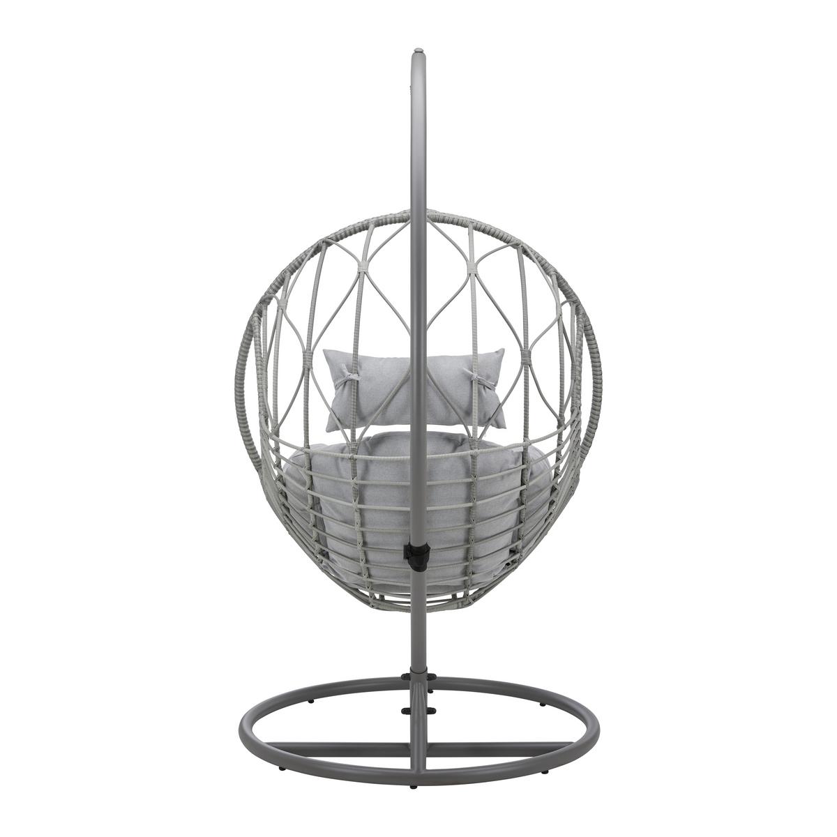 Hängesessel Romea Grau Metall/Kunststoff/Textil - Grau, MODERN, Kunststoff/Textil (120/196/105cm) - Bessagi Garden