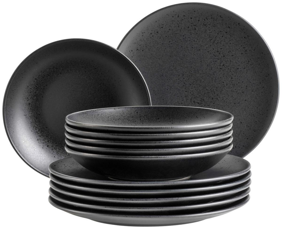 TAFELSERVICE ESSENTIAL - Schwarz, Trend, Keramik - Mäser