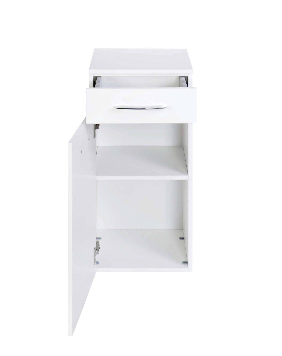 Unterschrank Florida in Weiß - Chromfarben/Weiß Hochglanz, MODERN, Holzwerkstoff/Metall (40/79/35cm)