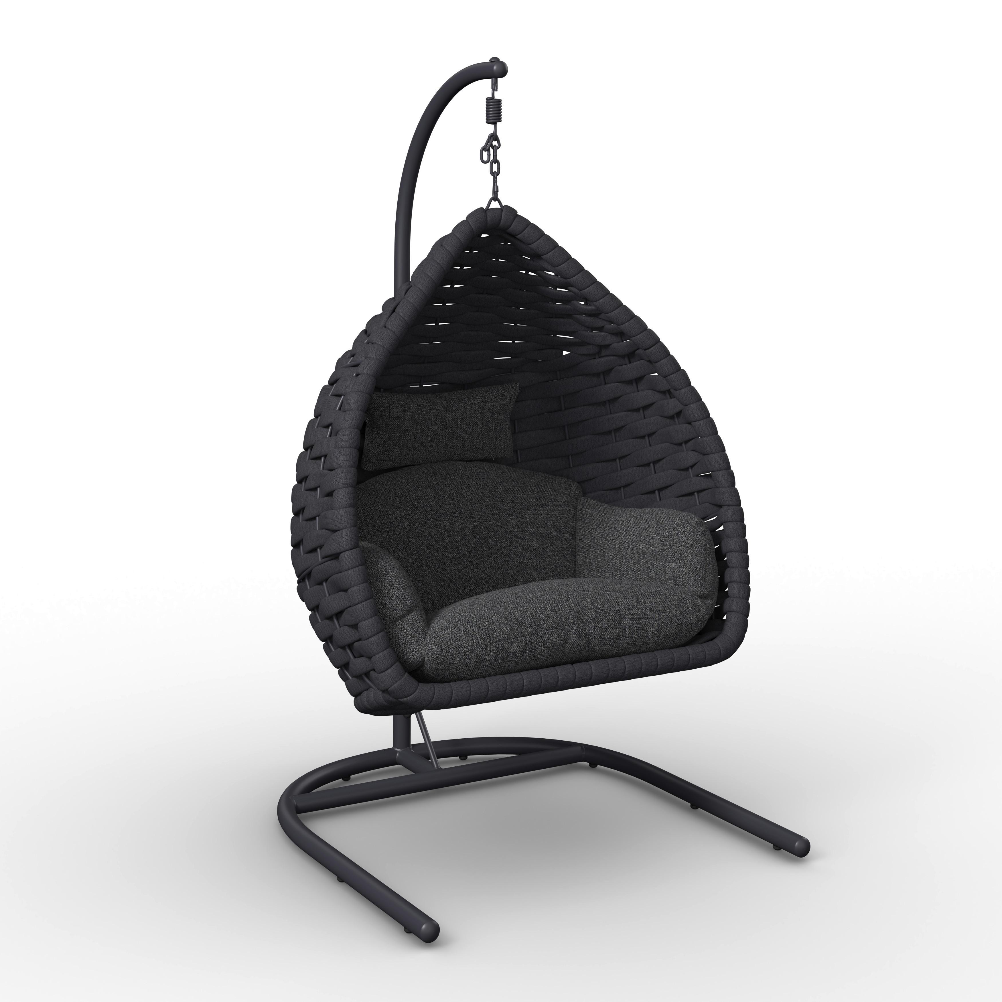 Hängesessel Sasa Dunkelgrau Outdoorstoff/Metall/Kunststoff - Dunkelgrau, MODERN, Kunststoff/Textil (115/200/118cm) - Bessagi Garden