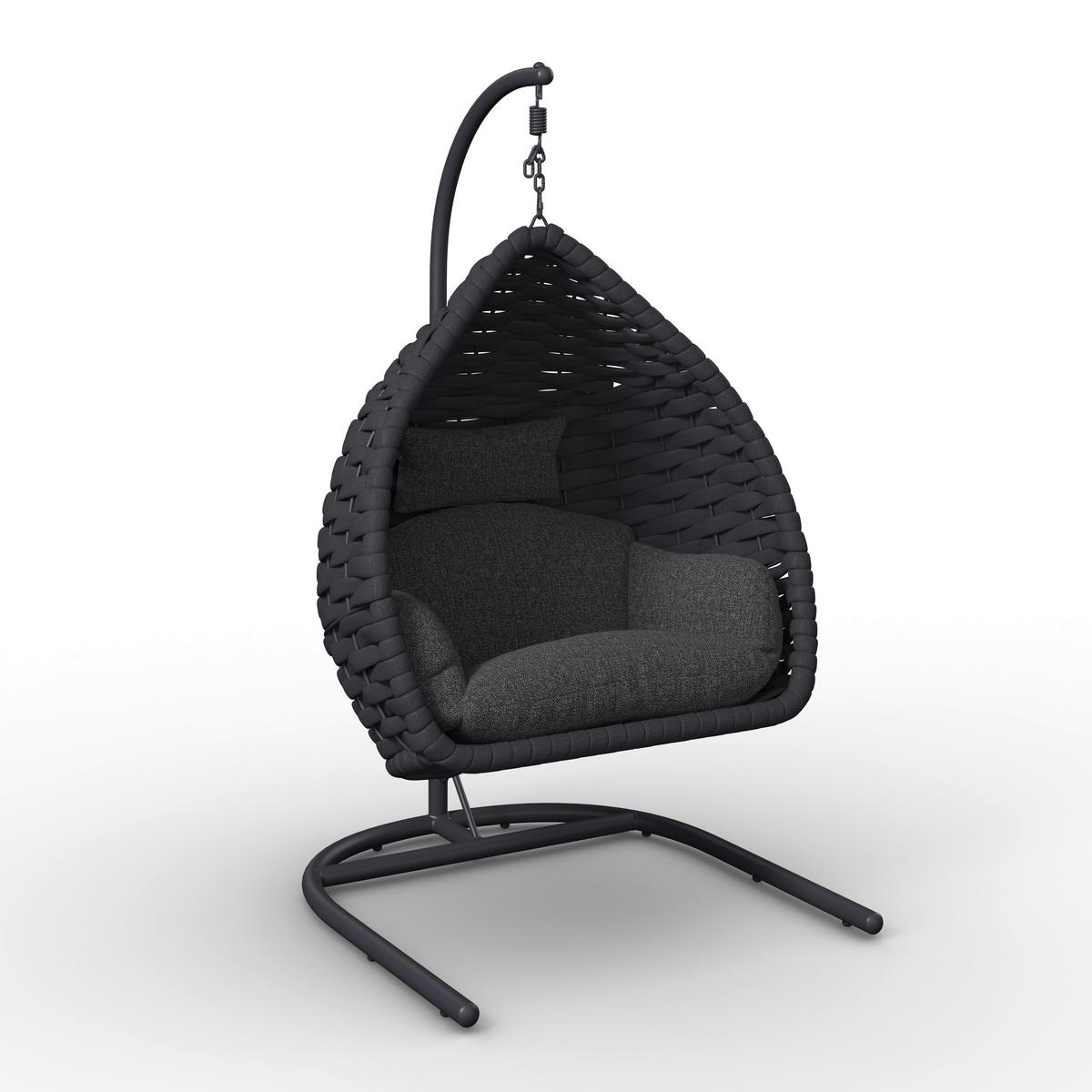 Hängesessel Sasa Dunkelgrau Outdoorstoff/Metall/Kunststoff - Dunkelgrau, MODERN, Kunststoff/Textil (115/200/118cm) - Bessagi Garden