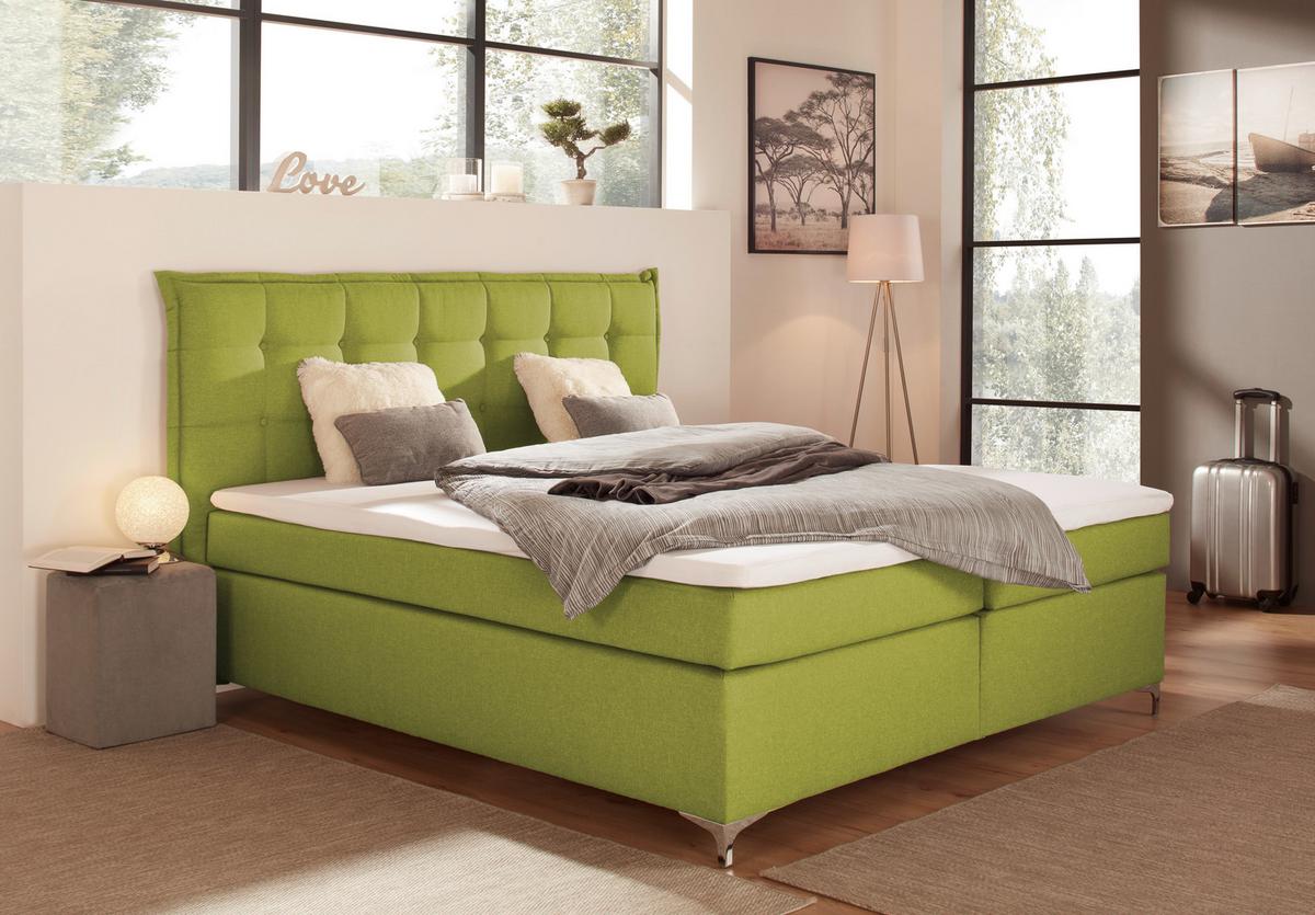 Boxspring Krevet Fabio - zelena, Moderno, tekstil/metal (180/200cm)