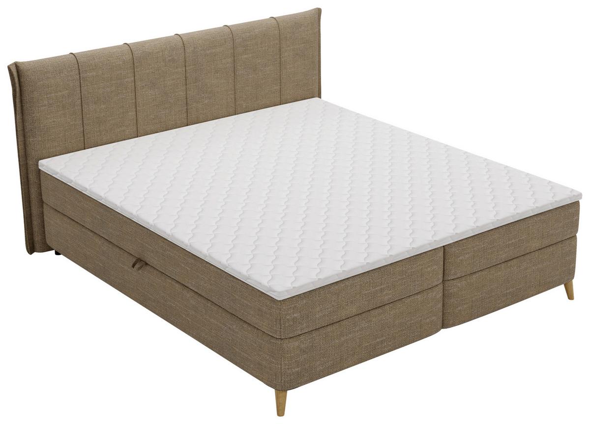 Boxbett Veloria Braun ca. 180x200cm - Beige/Schwarz, KONVENTIONELL, Textil/Metall (180/200cm) - Based