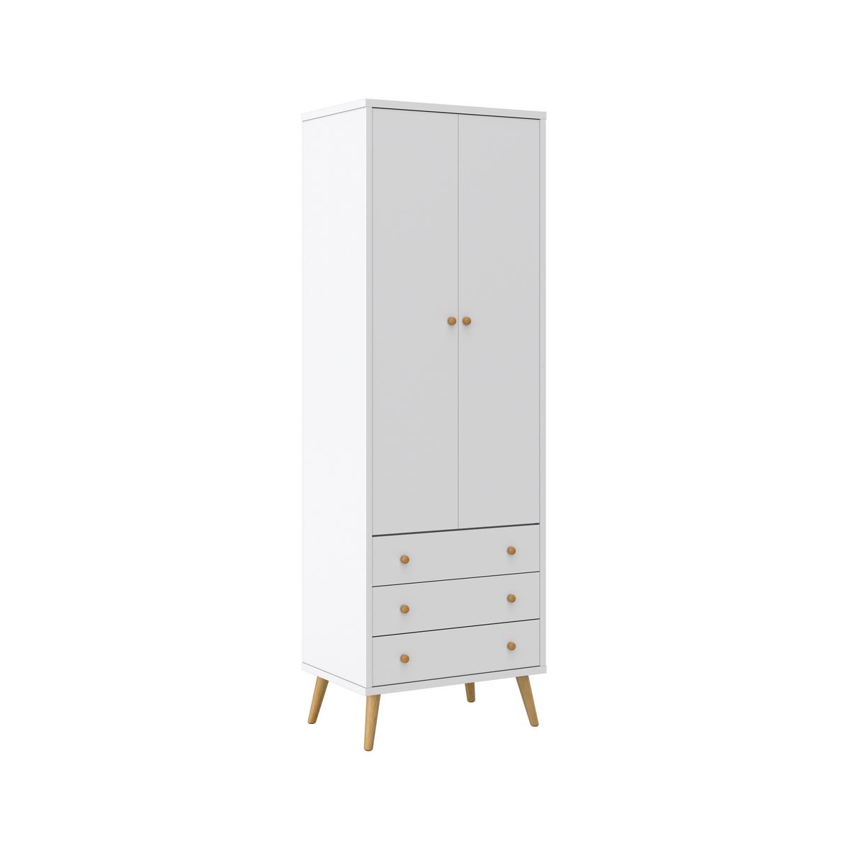 Drehtürenschrank Ludo Weiß ca. 60x180x40 cm - Weiß/Naturfarben, MODERN, Holz/Metall (60/180/40cm) - Bessagi Home