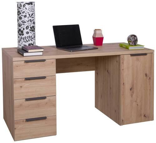 Schreibtisch in Eiche Artisan - Anthrazit/Eiche Artisan, MODERN, Holzwerkstoff/Metall (146/74/60cm) - Mömax