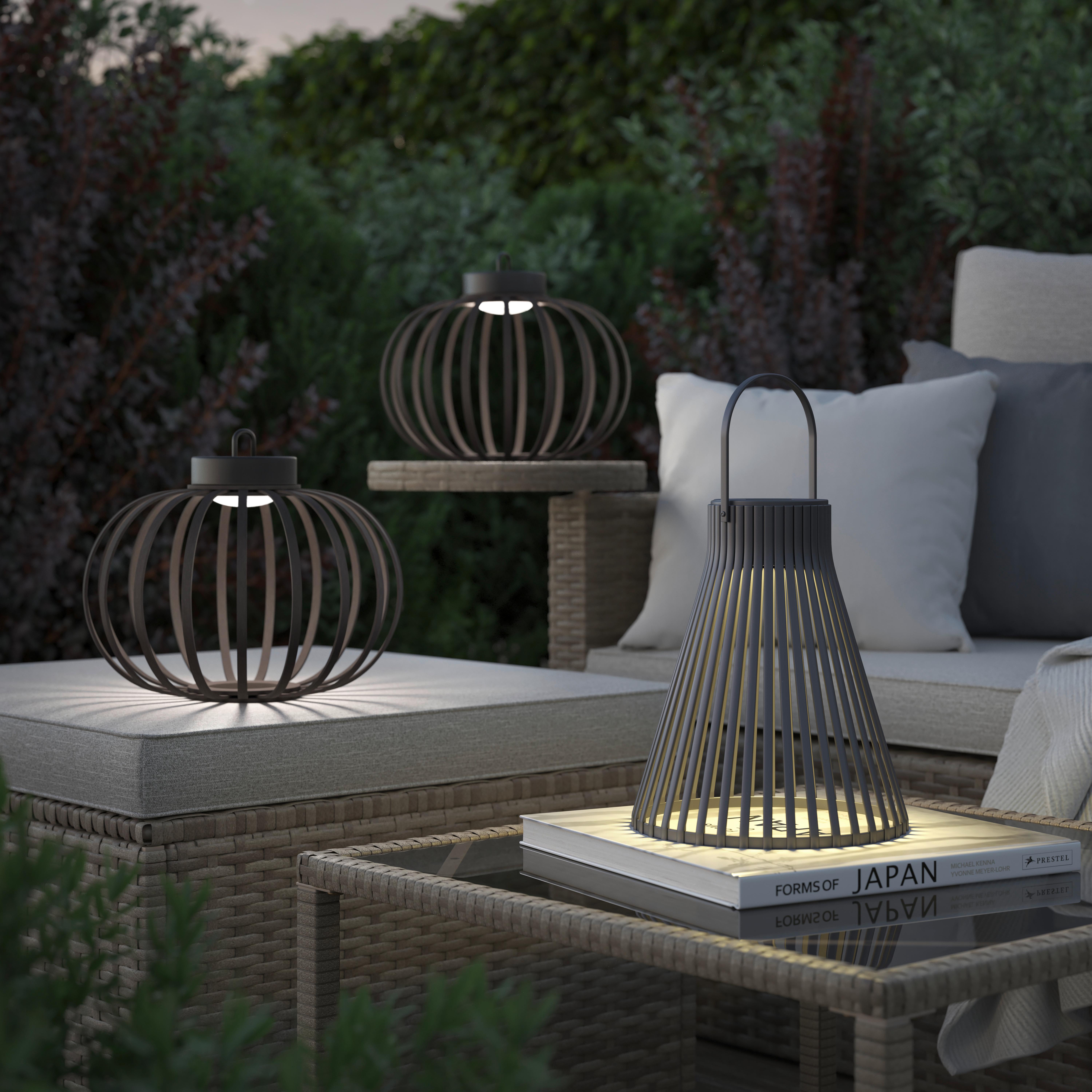 Zunanja Led-svetilka Puno - črna, Moderno, umetna masa/naravni materiali (25/21,5cm) - Modern Living
