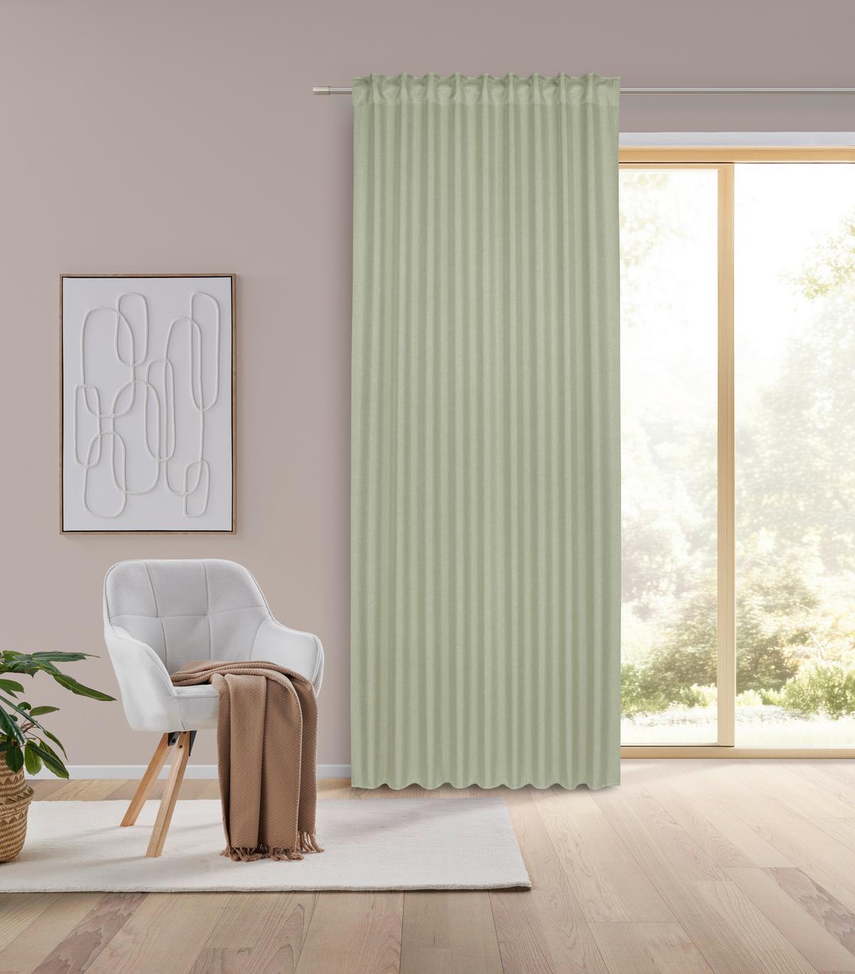 Končana Zavesa Andi 2 Kos - zelena, Konvencionalno, tekstil (140/245cm) - Mömax