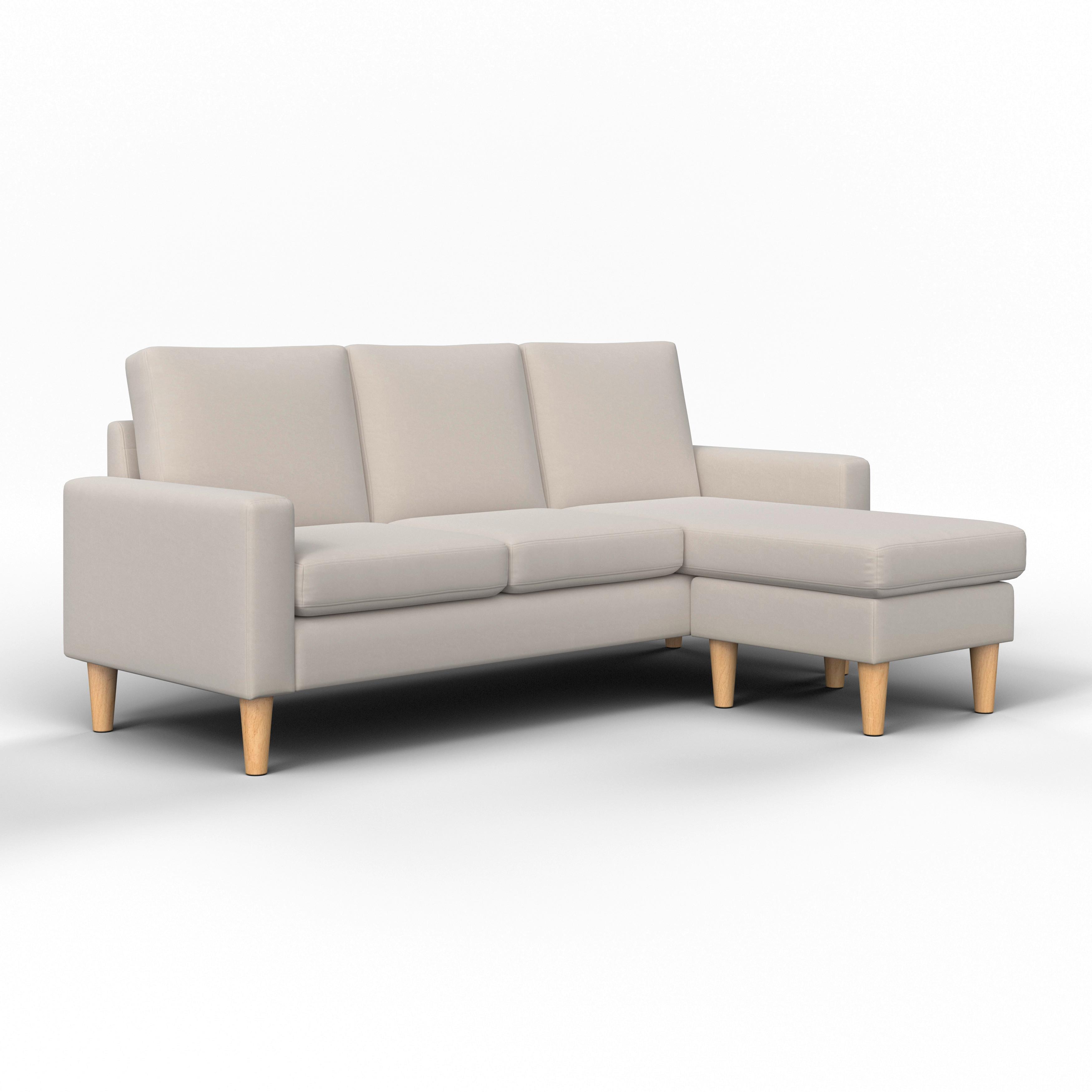 HÖRNSOFFA NOEMIE - beige/naturfärgad, Modern, trä/textil (198/140cm) - Bessagi Home
