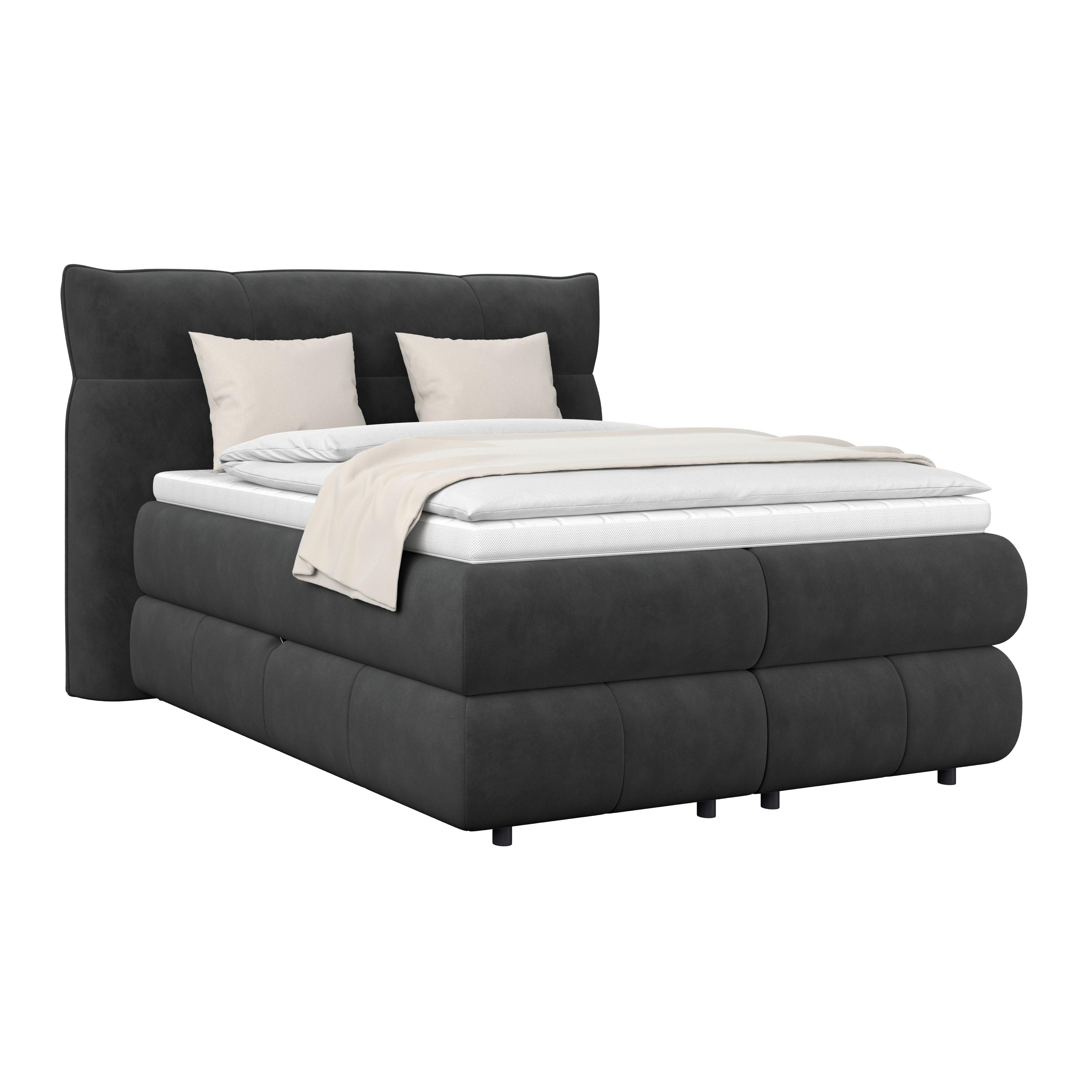 Boxspring Krevet Carmelo - crna, Trend, tekstil/plastika (140/200cm) - Premium Living