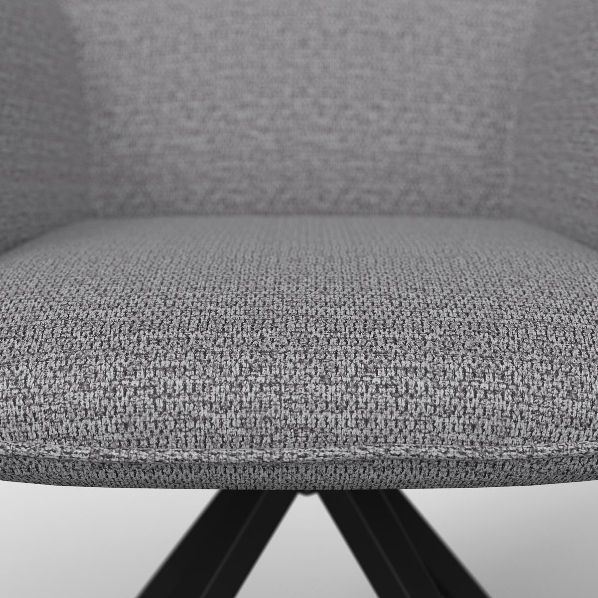 Armlehnstuhl Paolo Grau Webstoff Drehbar Gepolstert - Schwarz/Grau, MODERN, Holz/Textil (57/89/62cm) - Bessagi Home