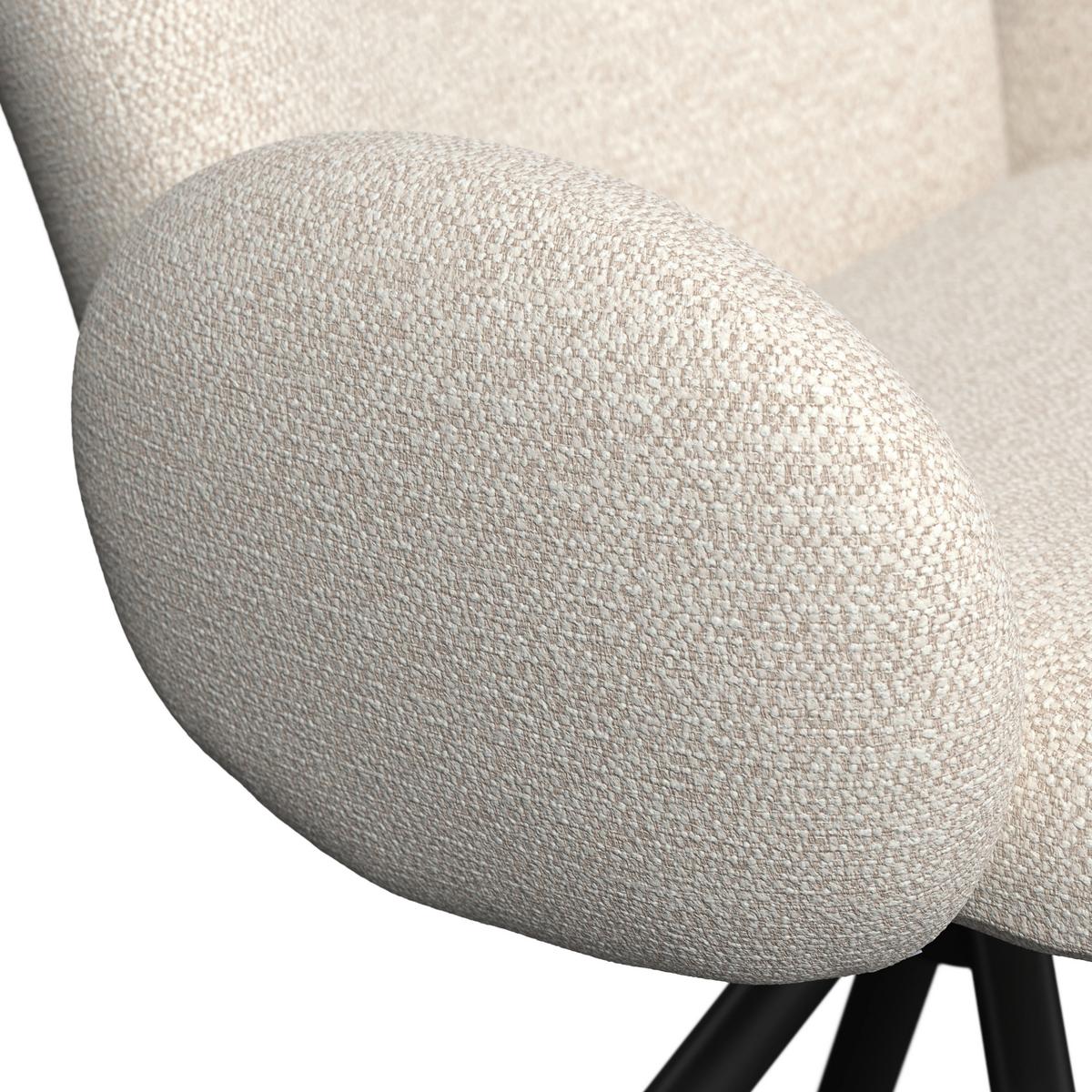 Armlehnstuhl Josea Creme Chenille Drehbar Gepolstert - Creme/Schwarz, MODERN, Holz/Textil (64/85/63cm) - Bessagi Home