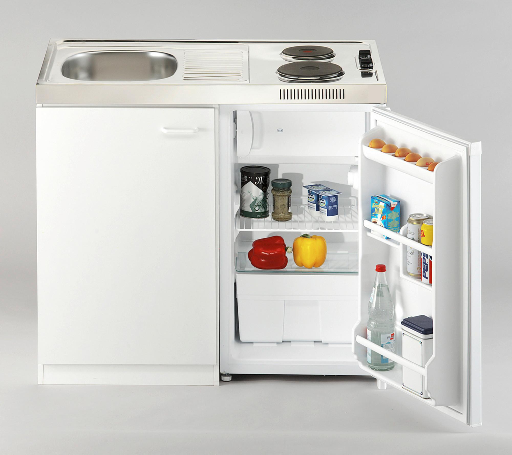 Miniküche Pantry Weiß B: ca. 100cm Weiß - Weiß, MODERN, Holzwerkstoff/Kunststoff (100cm) - Respekta