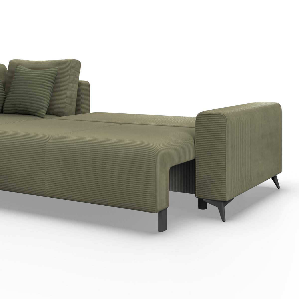 Kutna Garnitura Viktor - zelena/crna, Moderno, tekstil/metal (212/270cm)